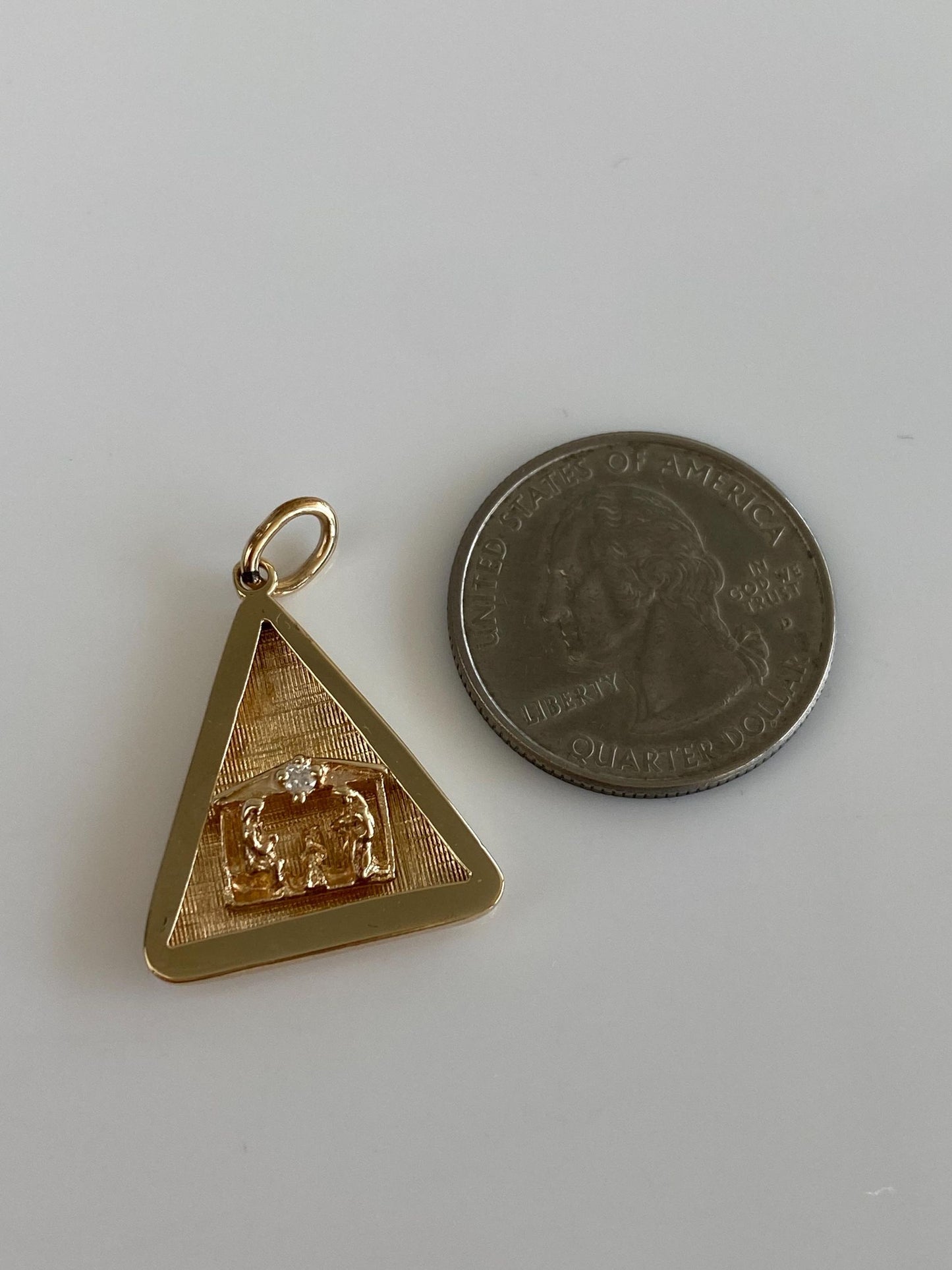 Vintage Solid 14k Yellow Gold Diamond Nativity Scene Charm