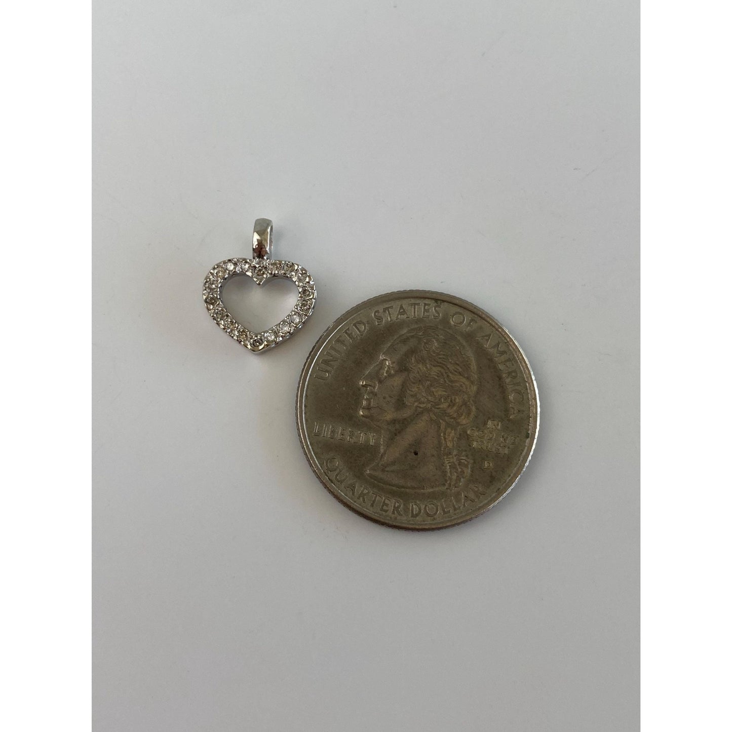 Vintage Solid 14k White Gold Diamond Heart Charm
