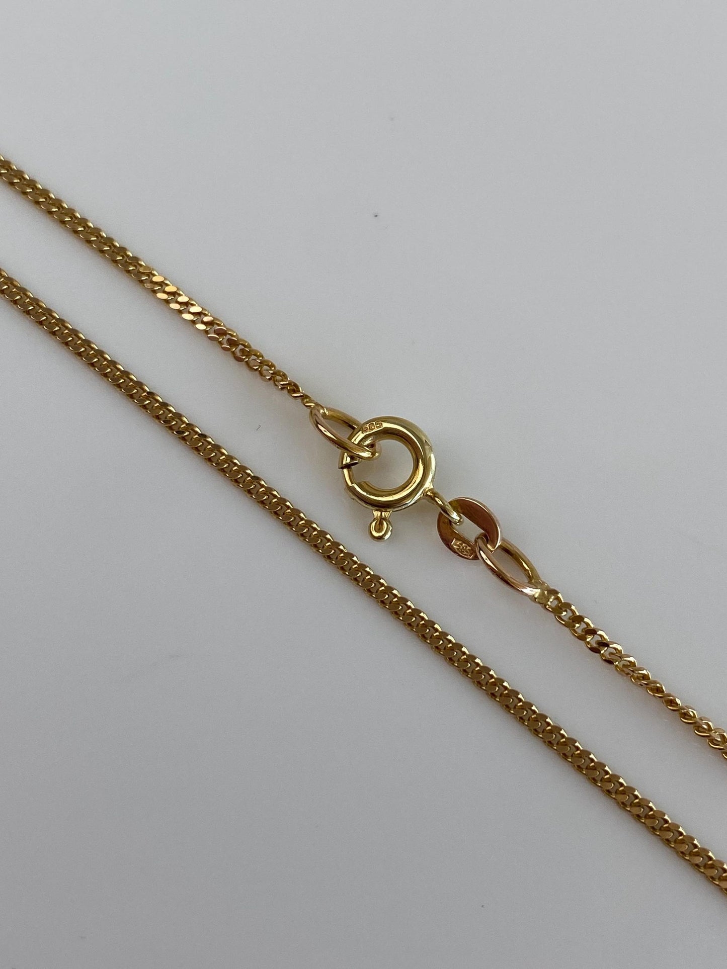 Vintage Solid 14k Yellow Gold Tight Curb Chain Necklace - 15.75 inches
