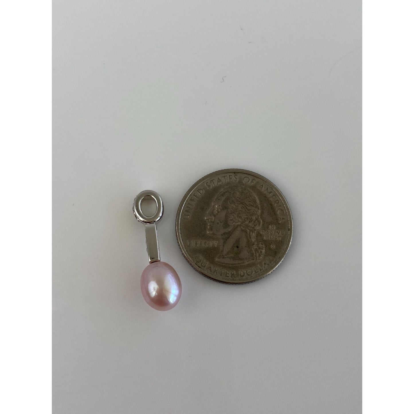Vintage Solid Platinum Diamond Pink Pearl Charm