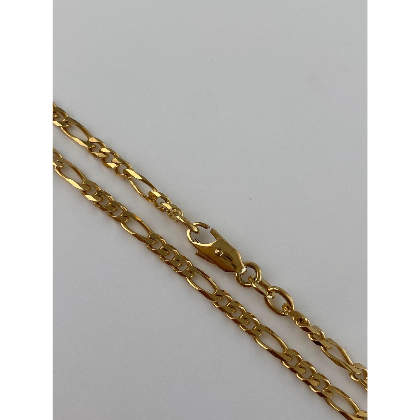 Vintage Solid 18k Yellow Gold Figaro Chain Necklace - 19.75 inches