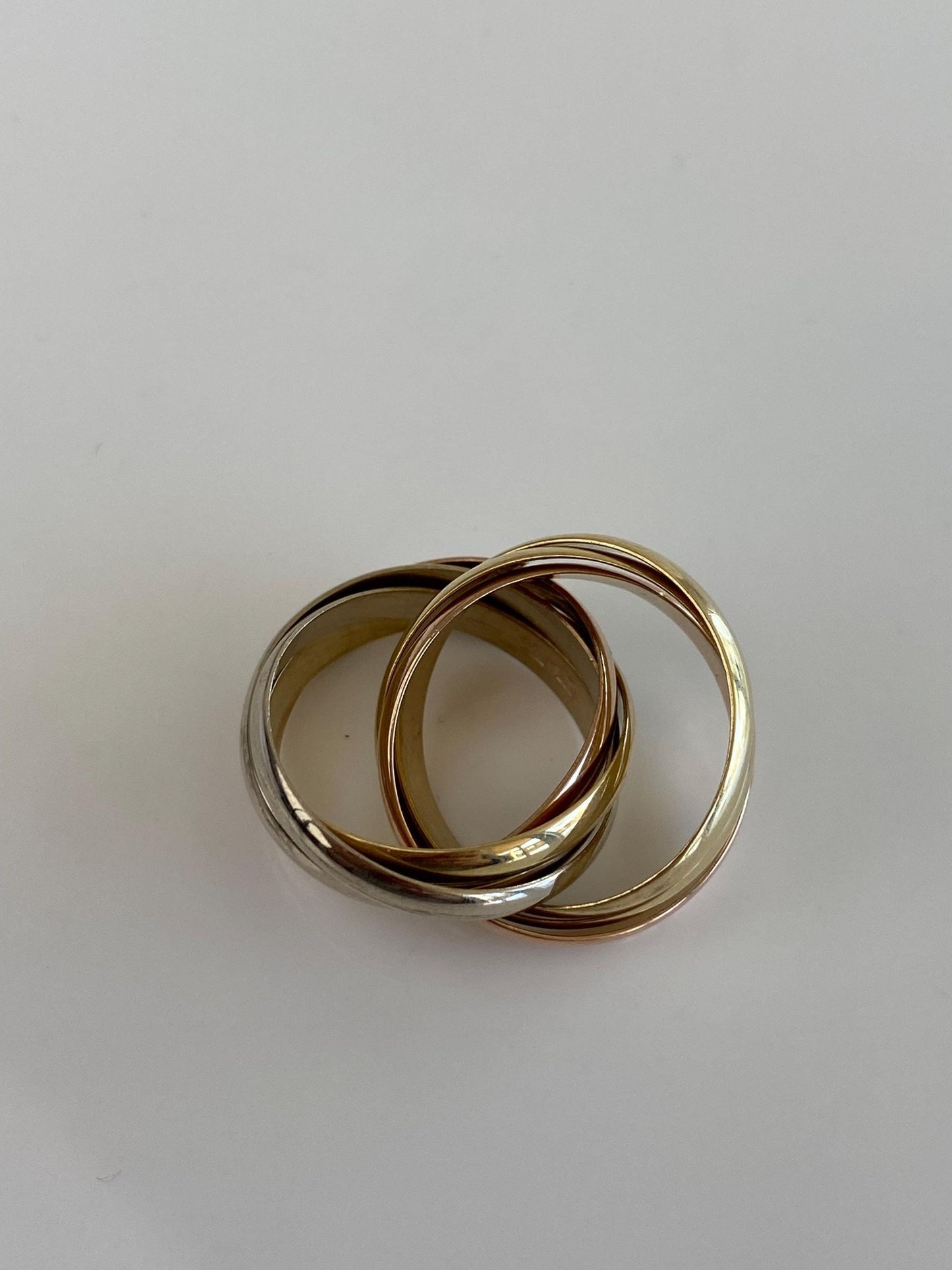 Vintage Solid 14k Tri Tone Gold Wide Rolling Ring - Size 7