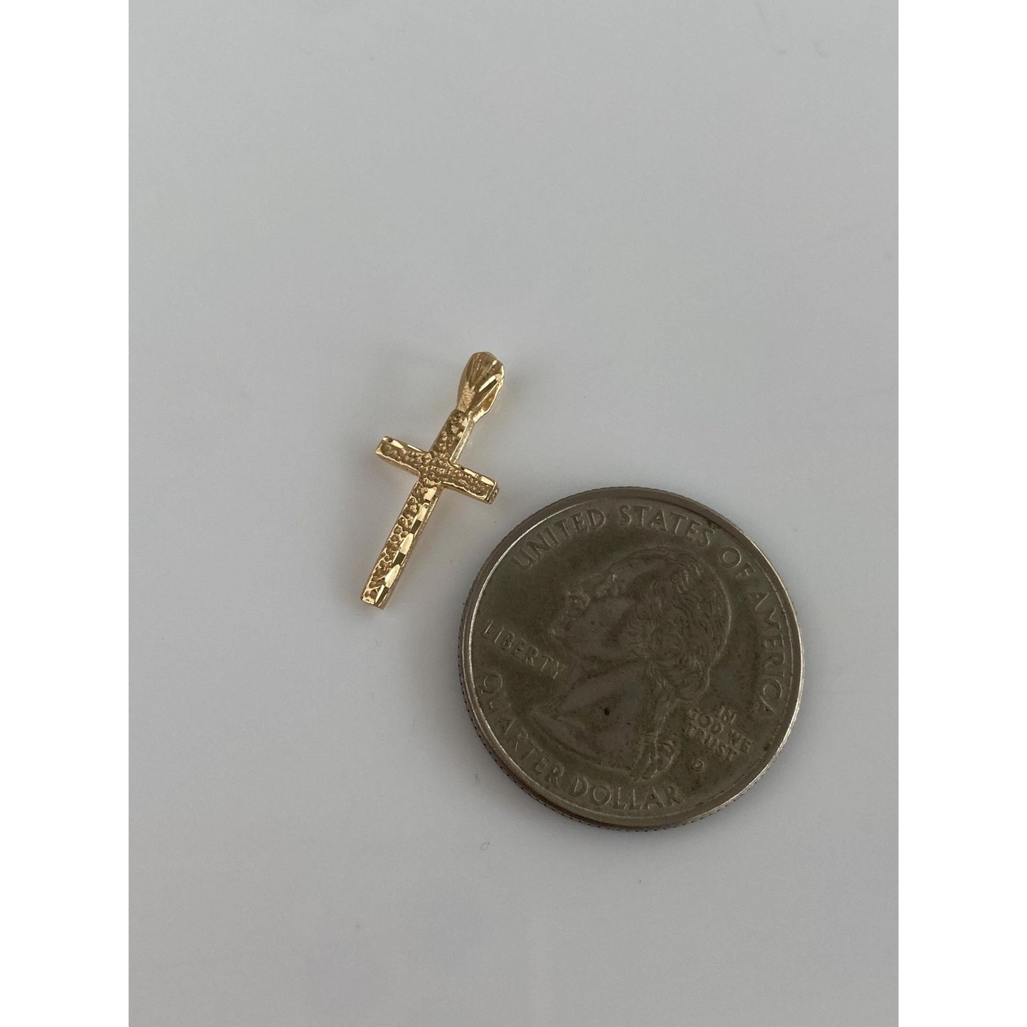 Vintage Solid 14k Yellow Gold Diamond Cut Cross Charm