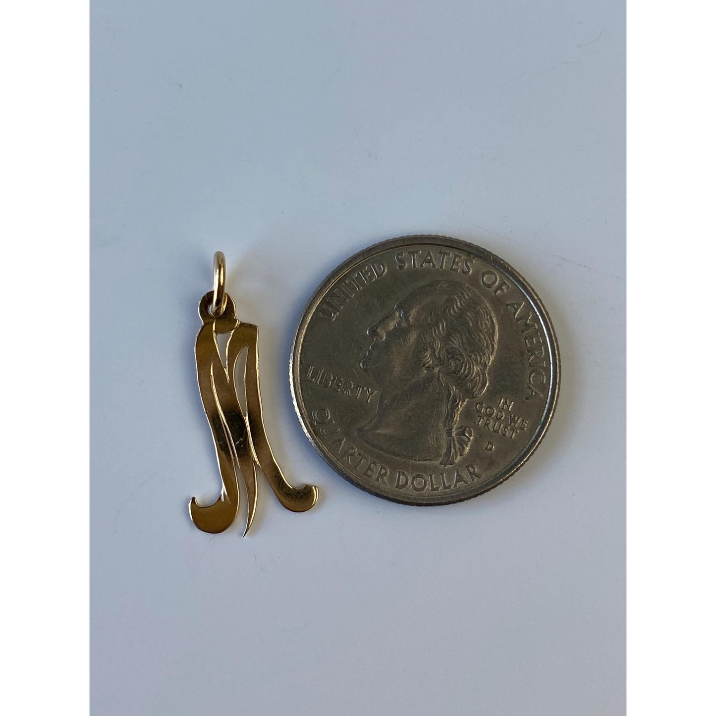 Solid 14k Yellow Gold Initial "M" Charm