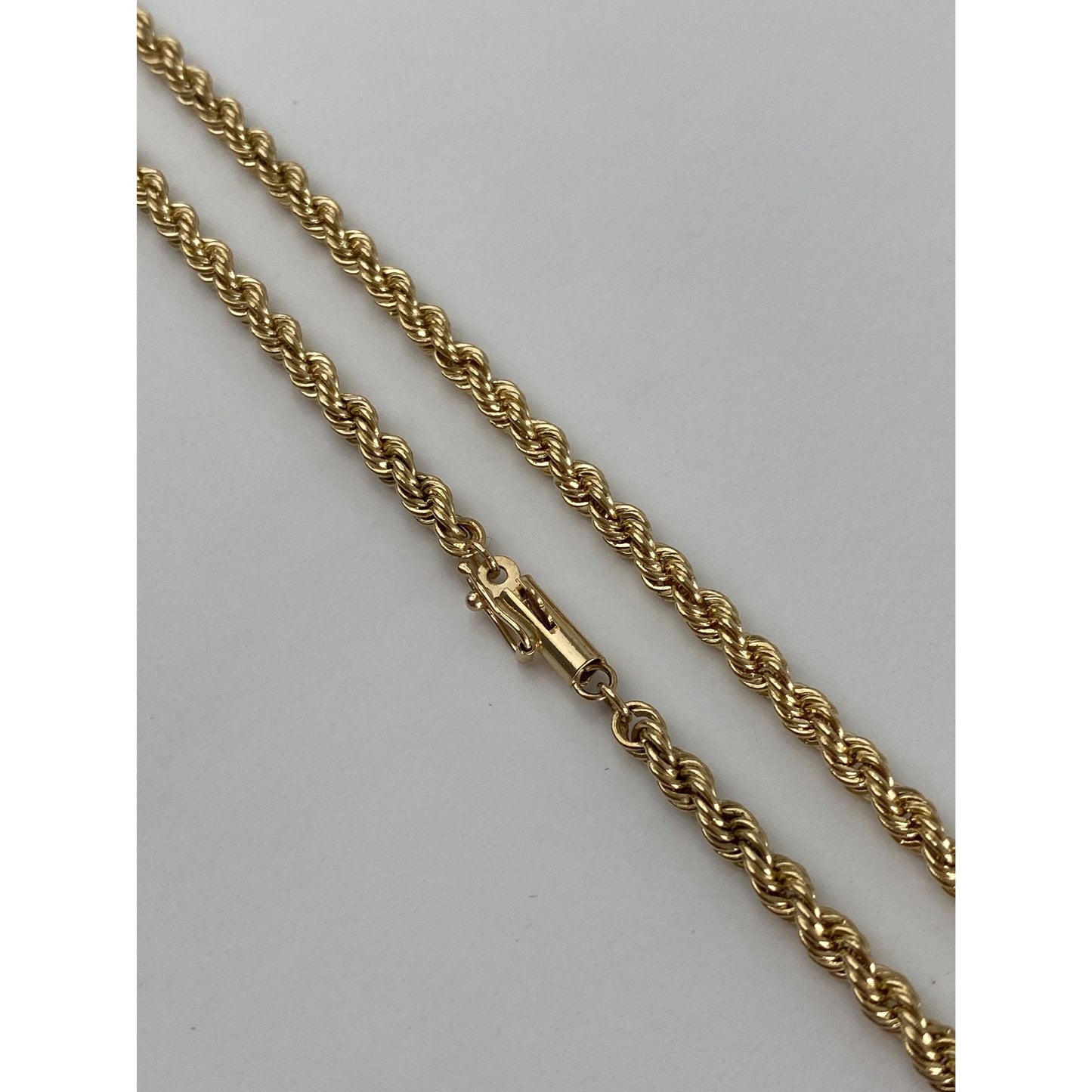 Vintage Solid 14k Yellow Gold Rope Chain Necklace - 24 inches