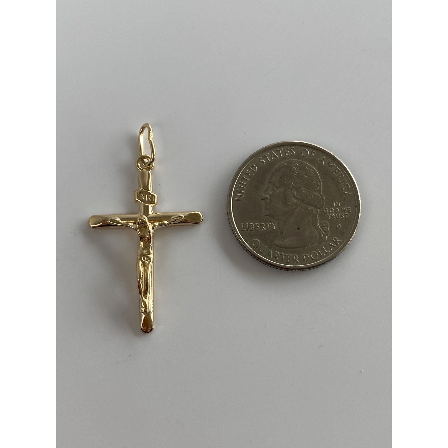 Vintage Solid 14k Yellow Gold Crucifix Cross Charm