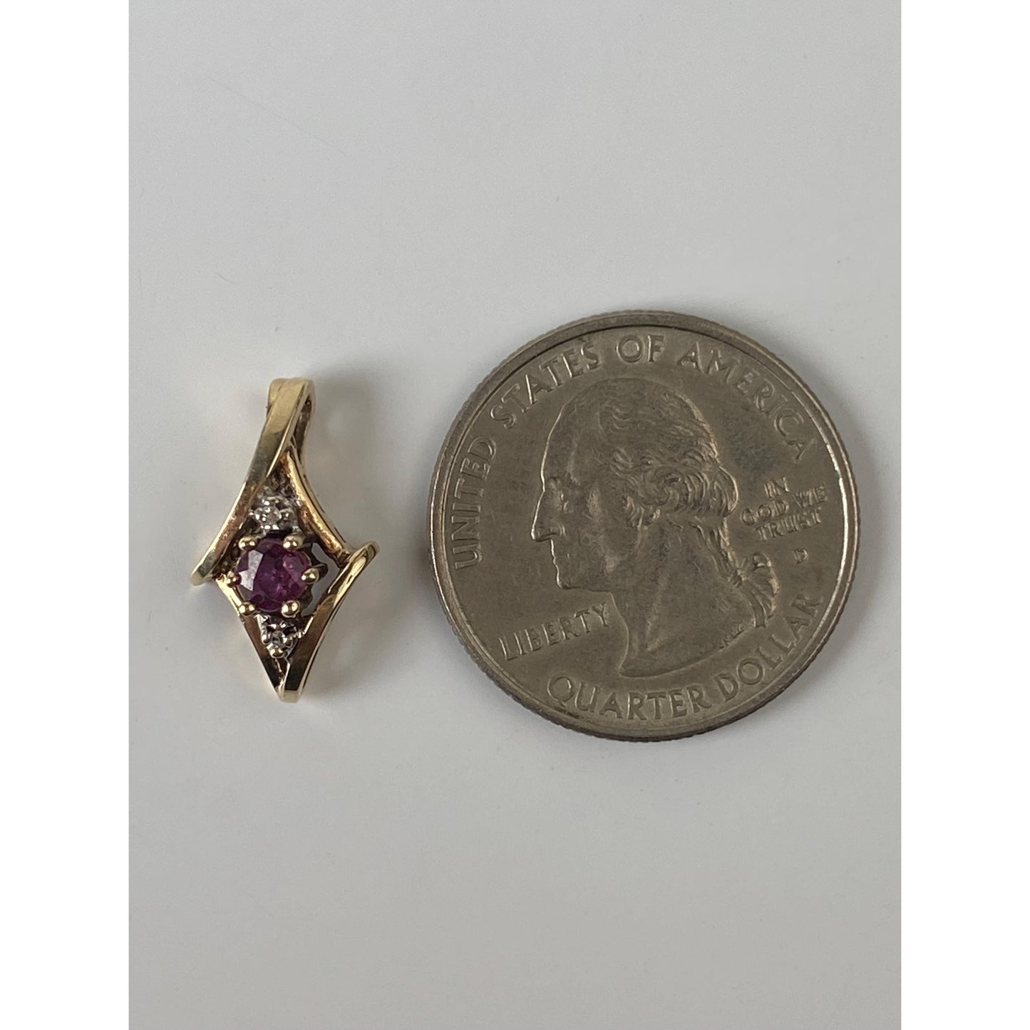 Vintage Solid 10k Yellow Gold Clear & Pink Sapphire Charm