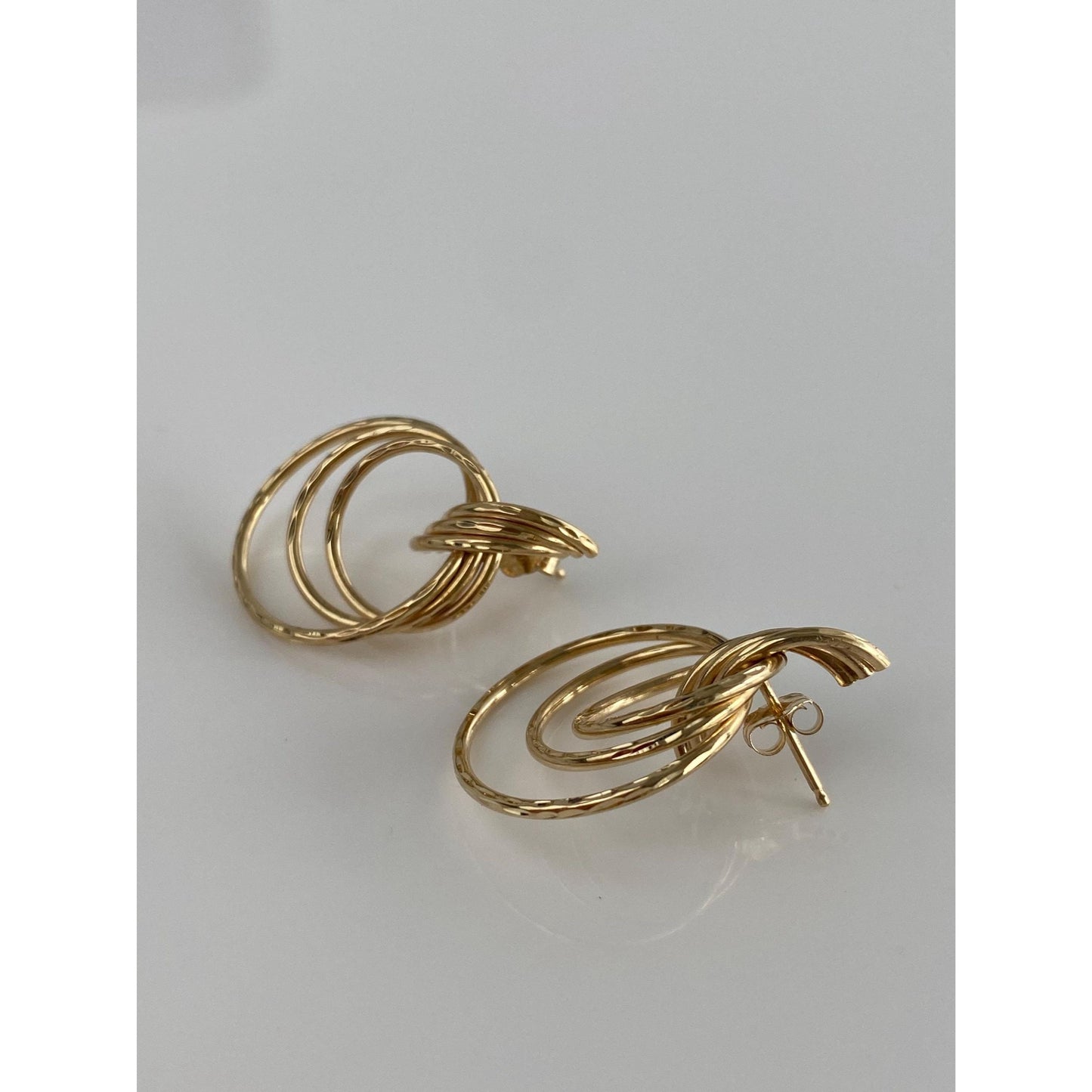 Vintage 14k Yellow Gold Layered Stud Earrings
