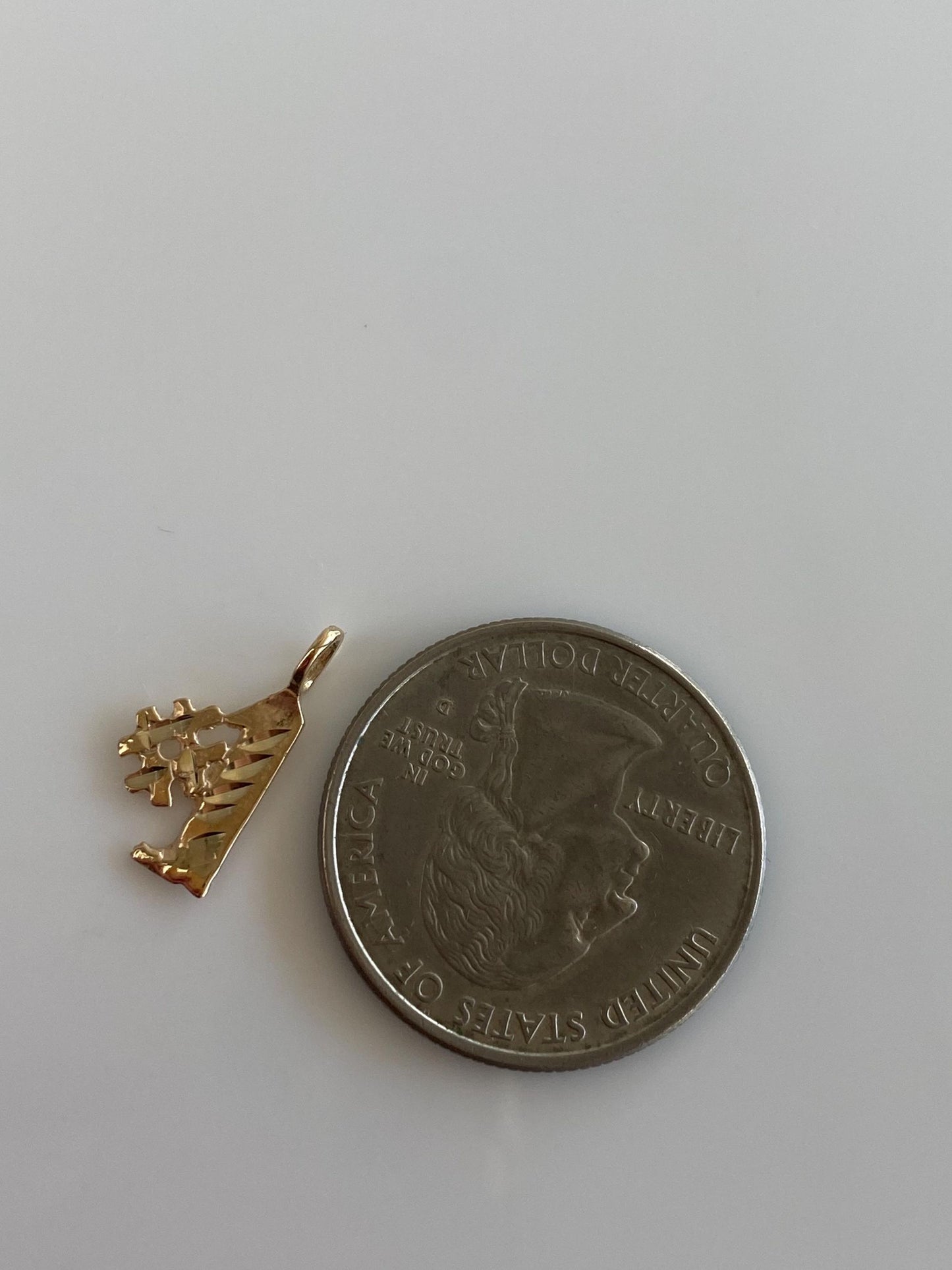 Vintage Solid 14k Yellow Gold Diamond Cut #1 Charm