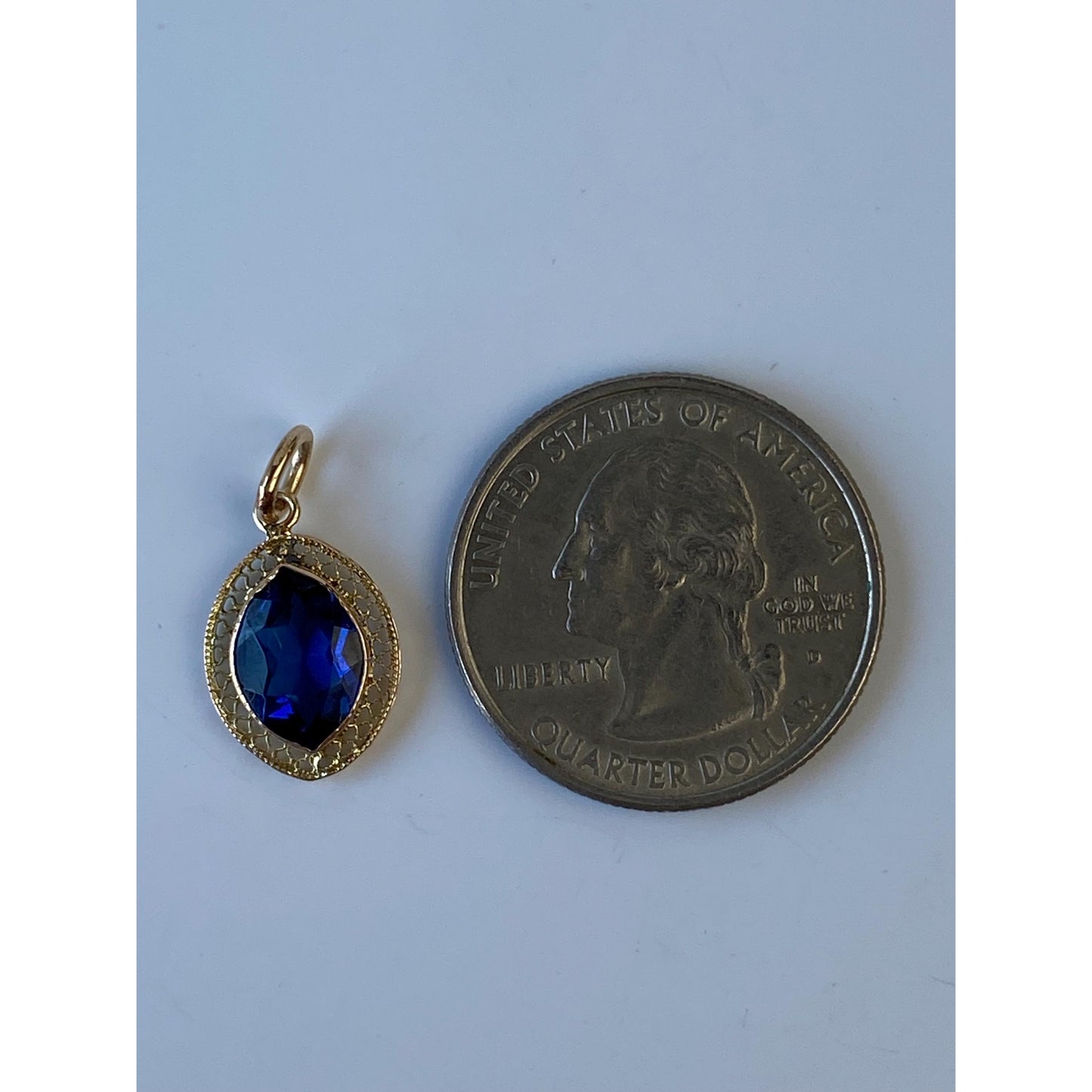 Vintage Solid 10k Yellow Gold Dark Blue Cubic Zirconia Stick Pin Conversion Charm