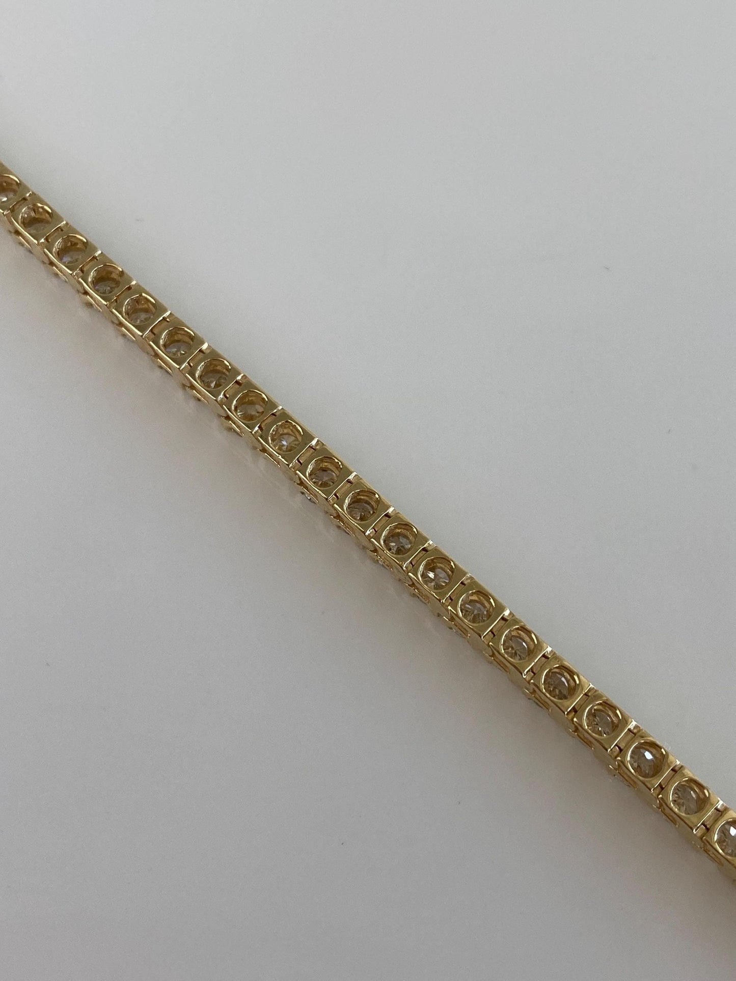 Vintage Solid 14k Yellow Gold Diamond Link Bracelet - 7 Inches