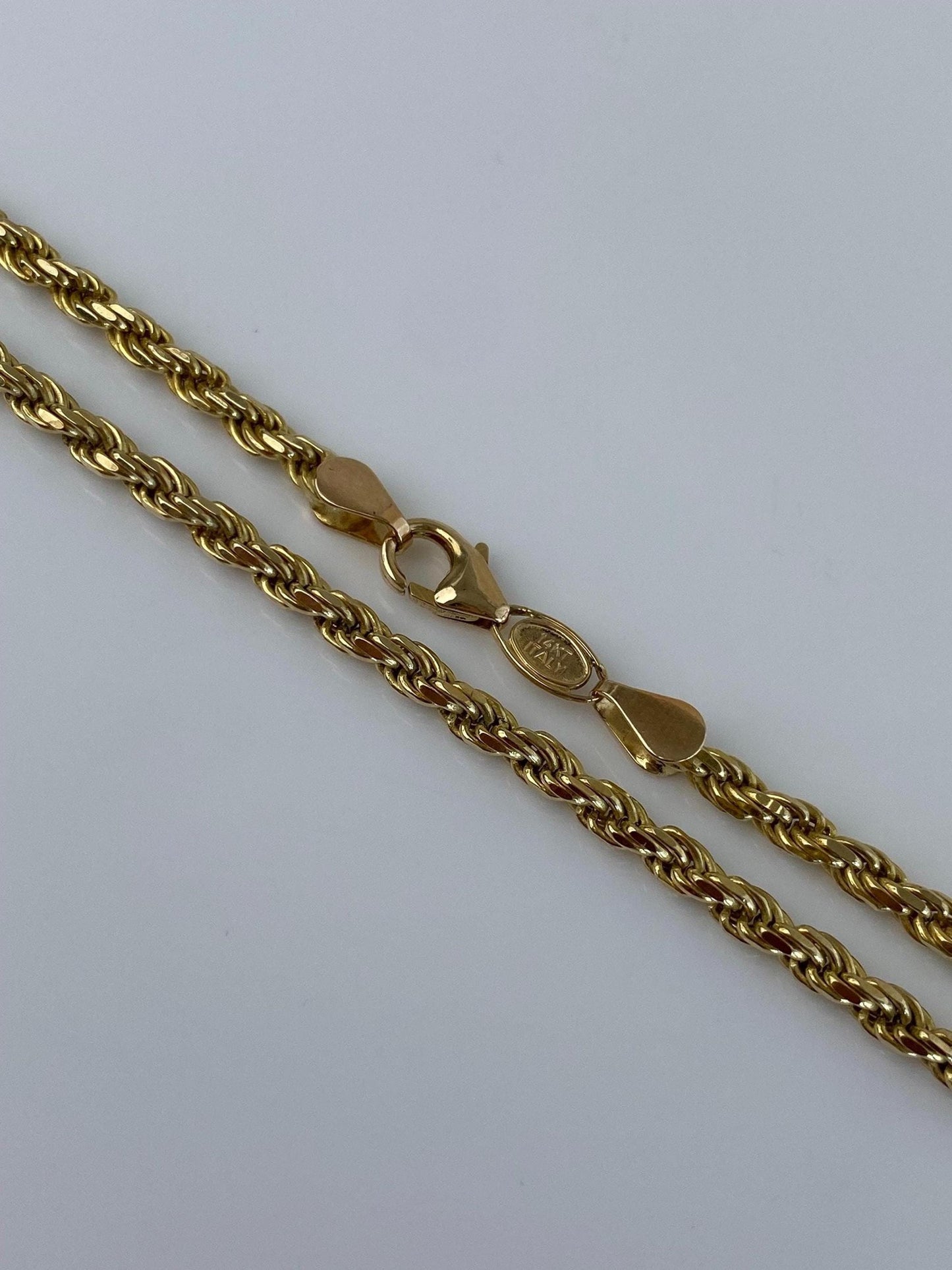 Vintage Solid 14k Yellow Gold Rope Chain Necklace - 24 inches