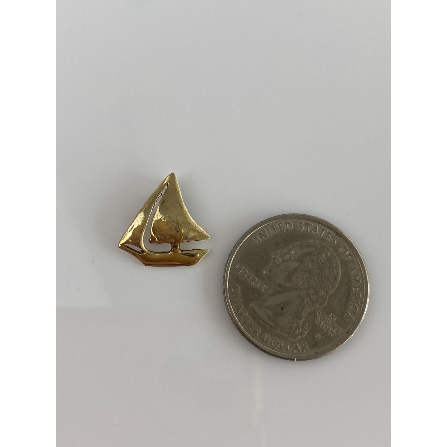 Solid 14k Yellow Gold Sailboat Slide Charm