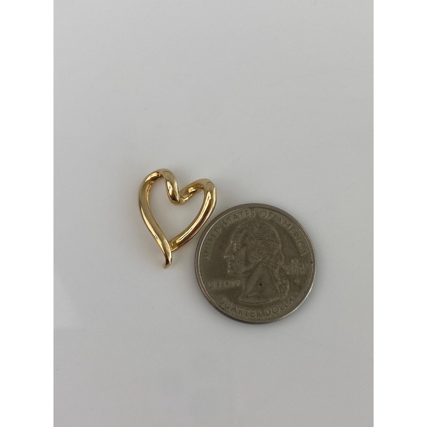 Solid 14k Yellow Gold Open Heart Charm