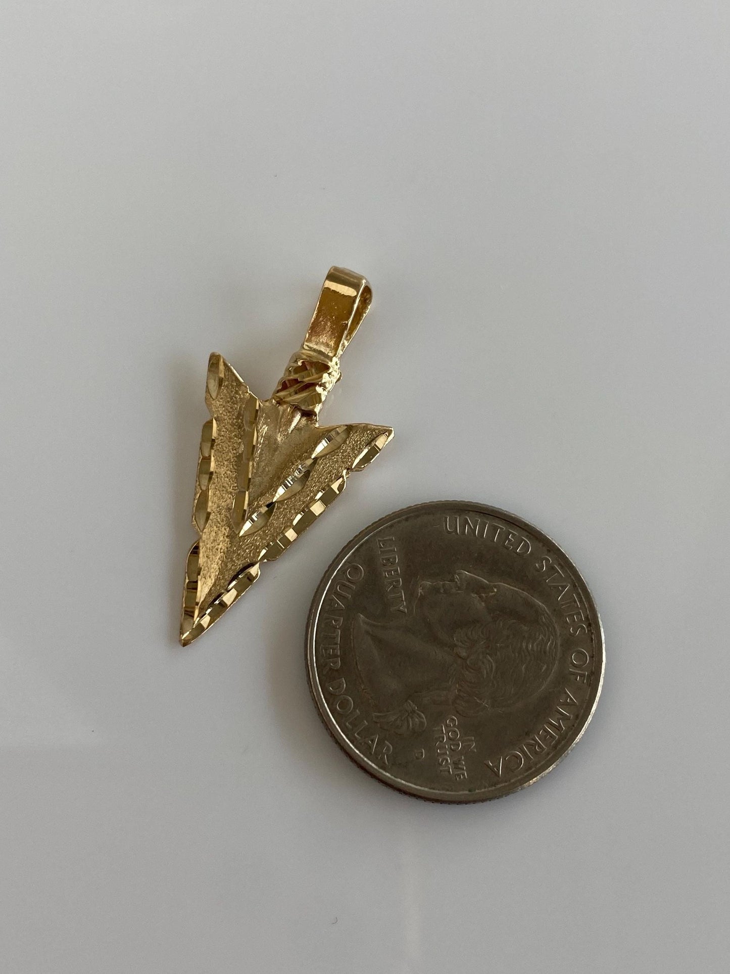 Vintage Solid 14k Yellow Gold Diamond Cut Arrowhead Charm