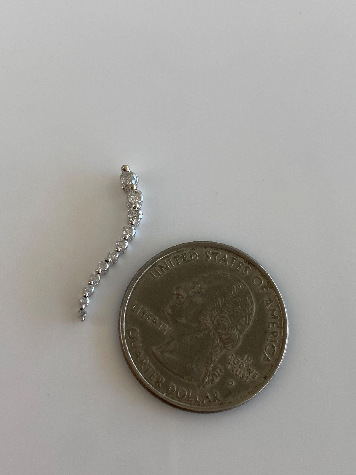 Solid 10k White Gold Clear Sapphire Swirl Charm