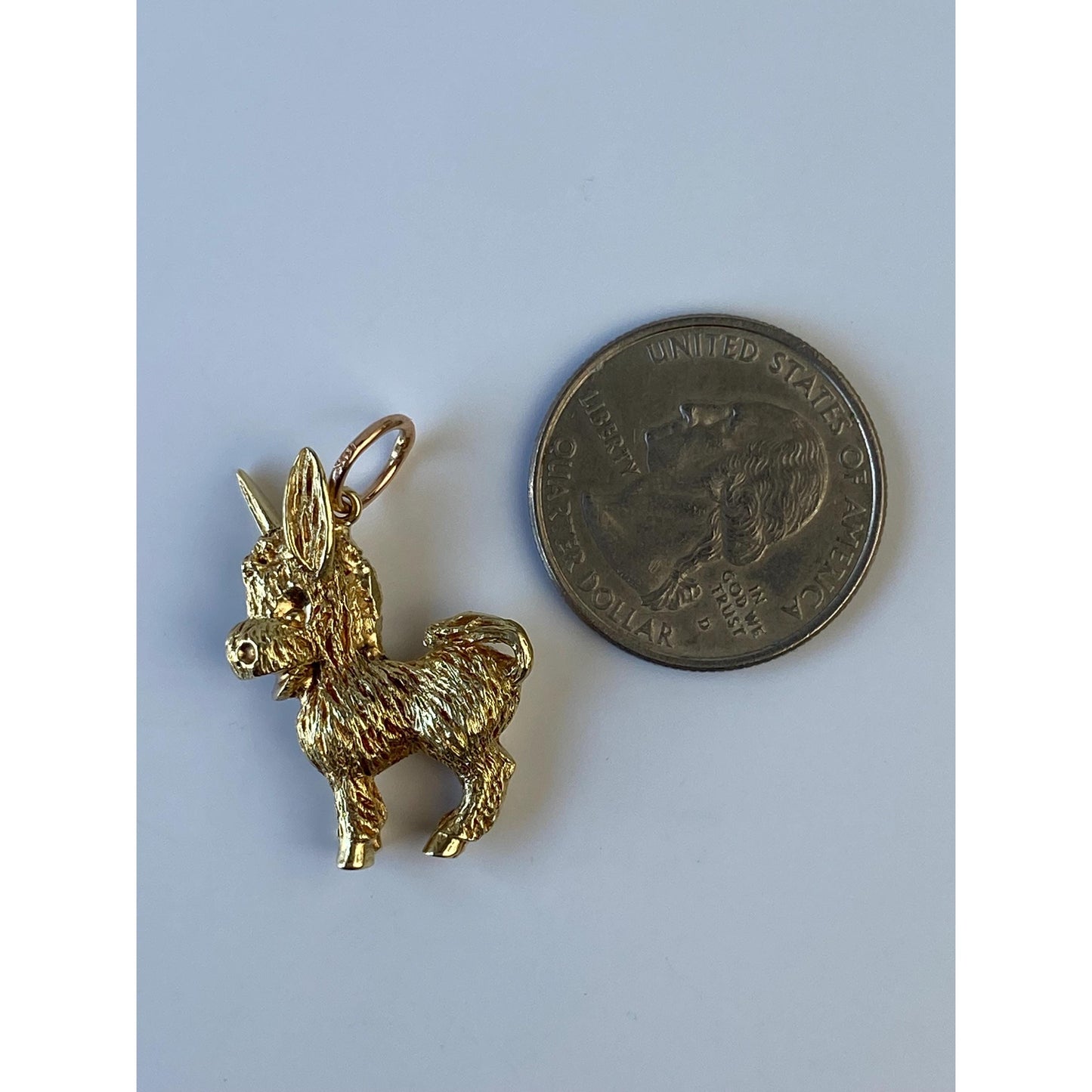 Vintage Solid 14k Yellow Gold Donkey Burro Charm