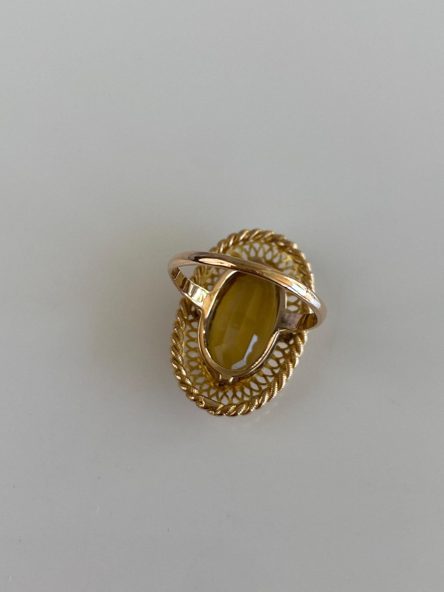 Vintage Solid 18k Yellow Gold Citrine Ring - Size 5.25