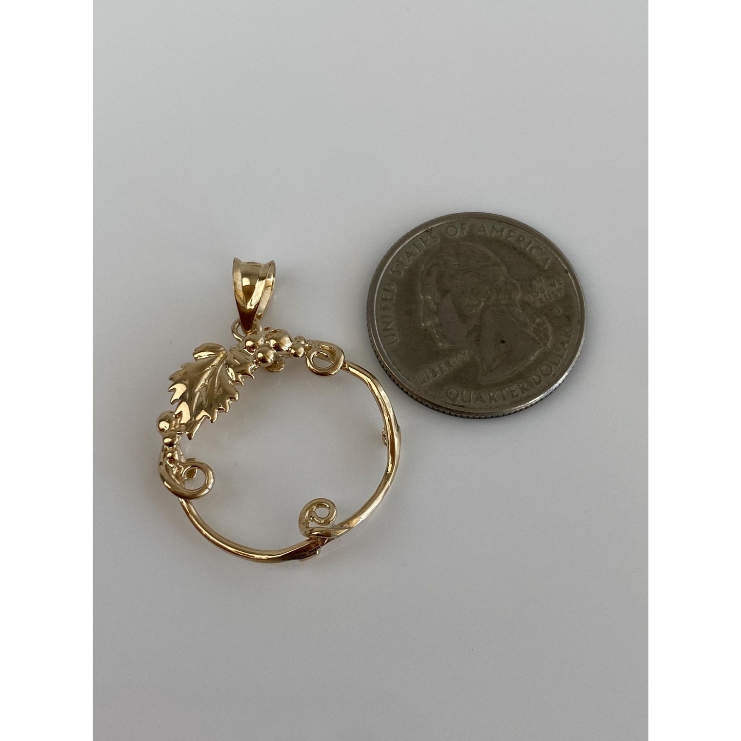 Solid 14k Yellow Gold Grapevine Border Charm
