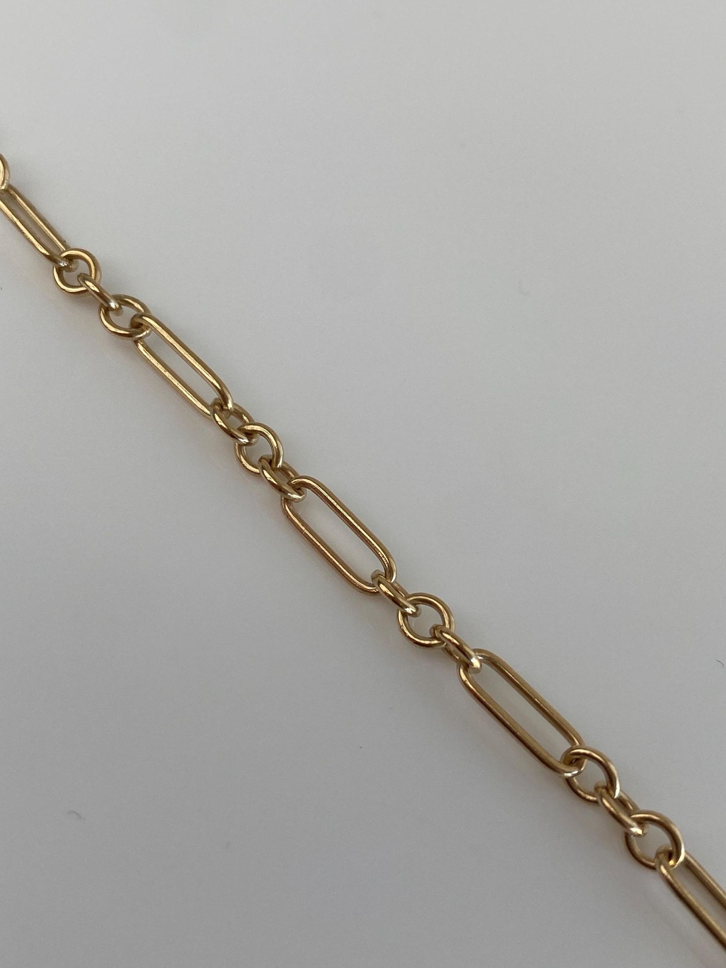 Vintage Solid 14k Yellow Gold Trombone Albert Link Chain Bracelet - 5.75 inches