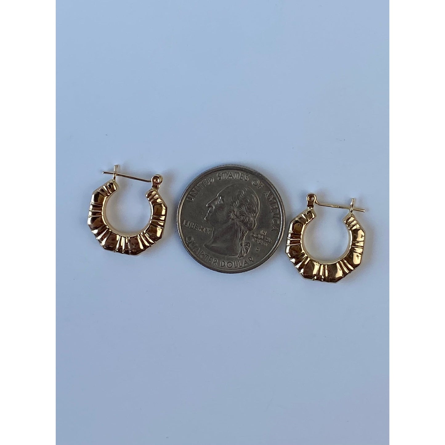 Vintage 14k Yellow Gold Textured Hoop Earrings