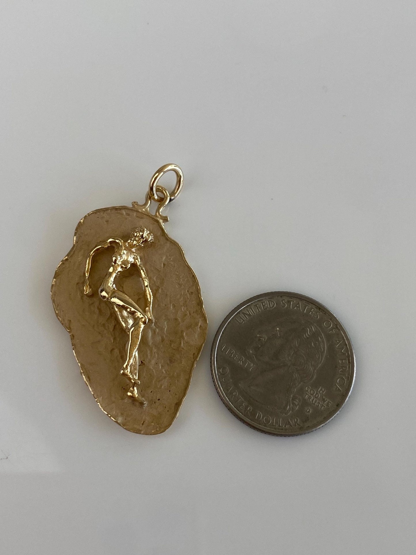 Vintage Solid 14k Yellow Gold Abstract Lady Charm