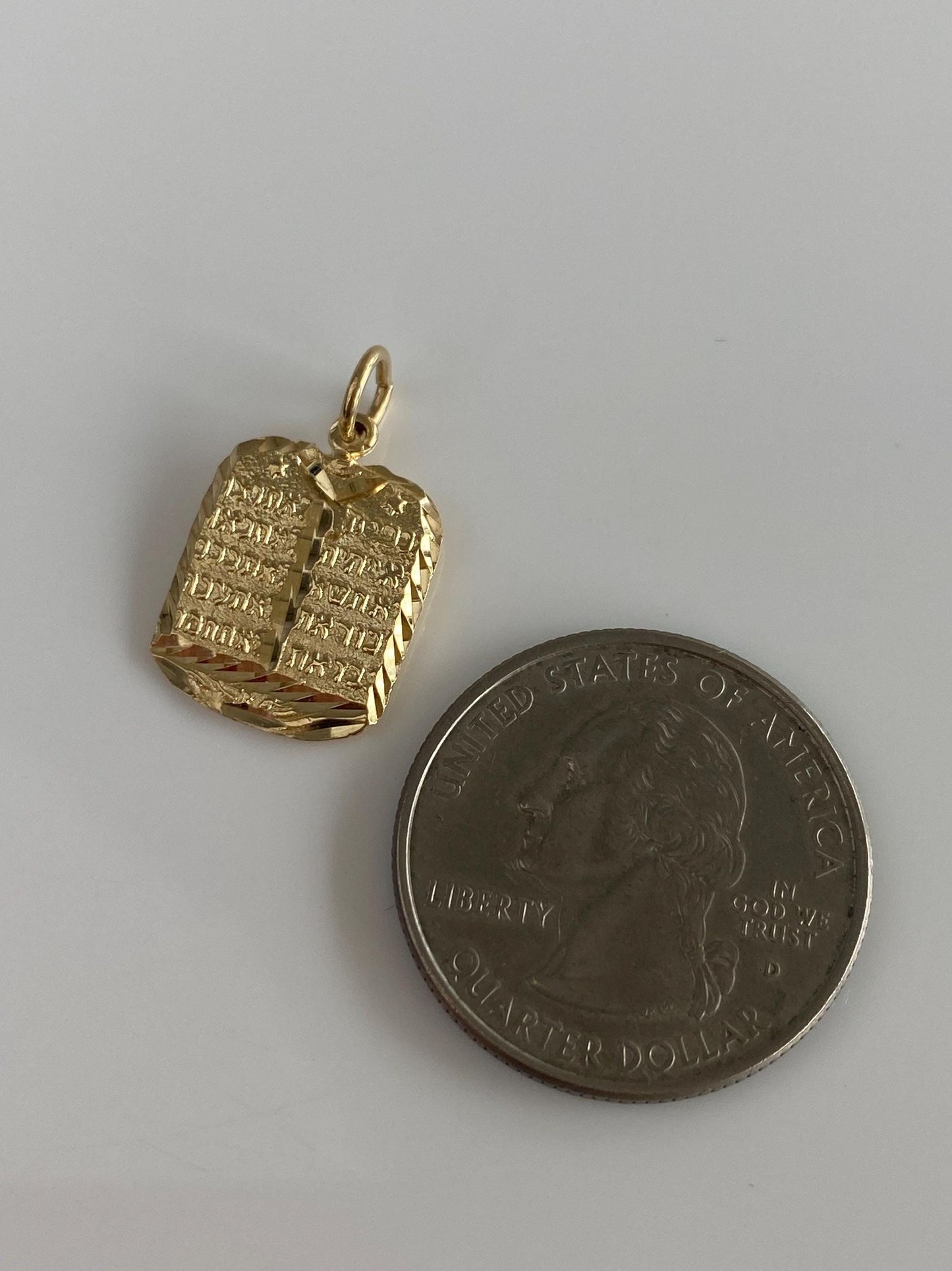 Vintage Solid 14k Yellow Gold 10 Commandments Charm