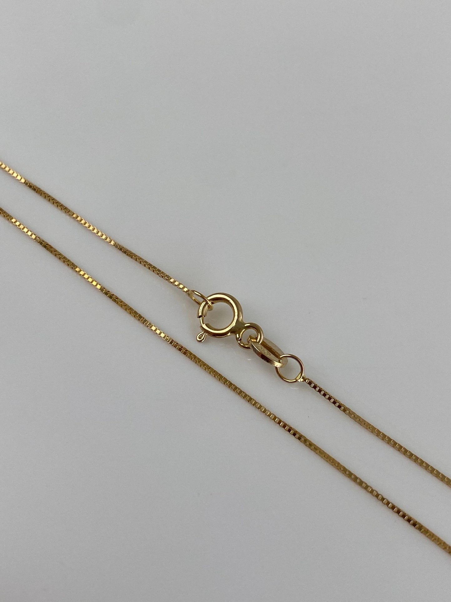 Vintage Solid 14k Yellow Gold Dainty Box Chain Necklace - 18 inches