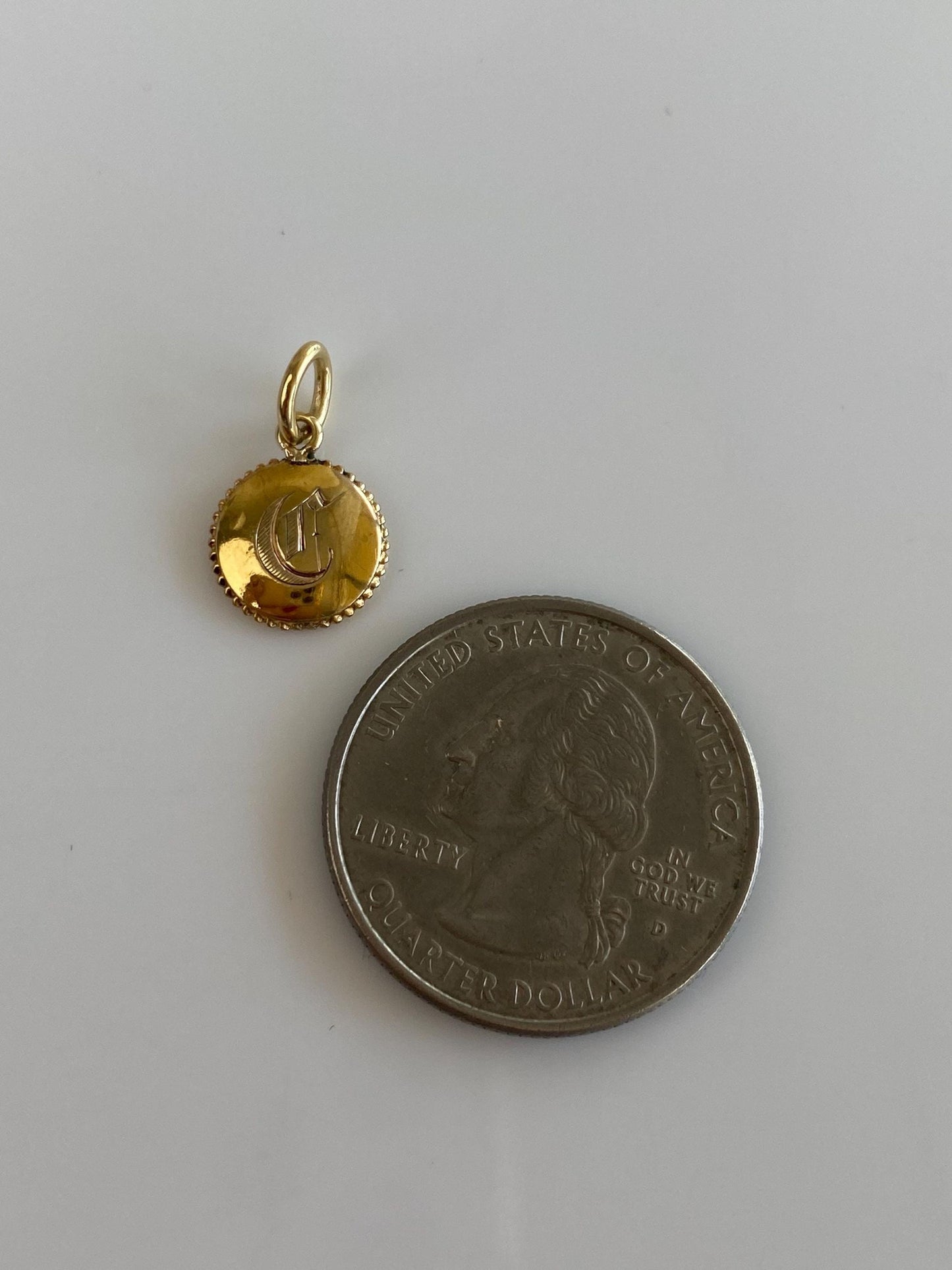 Vintage 18k Yellow Gold Old English Initial 'C' Tie Tack Conversion Charm