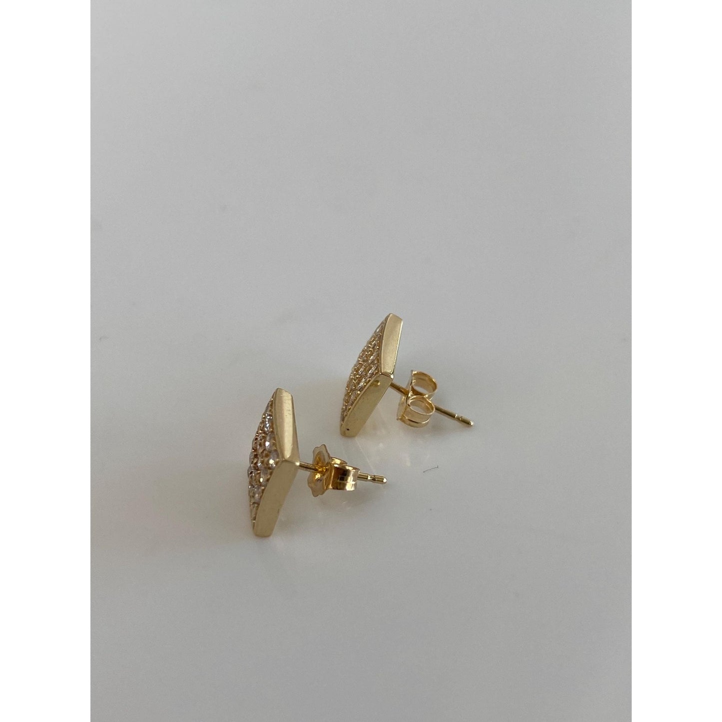 Solid 14k Yellow Gold Cubic Zirconia Square Stud Earrings