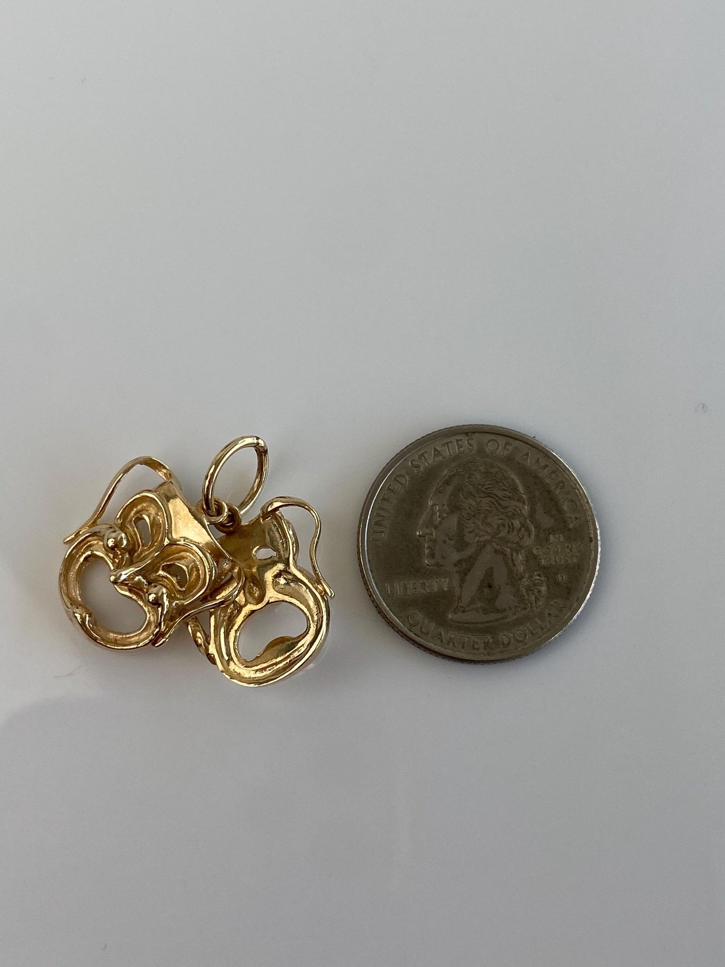 Vintage Solid 14k Yellow Gold Comedy Tragedy Masks Charm