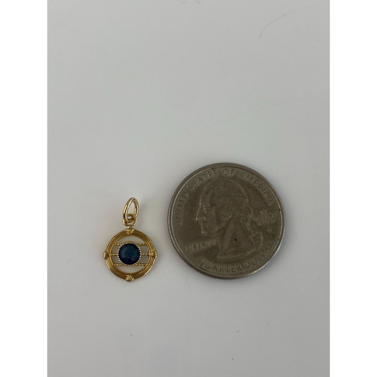 Vintage Solid 10k Yellow Gold Blue Cubic Zirconia Stick Pin Conversion Charm