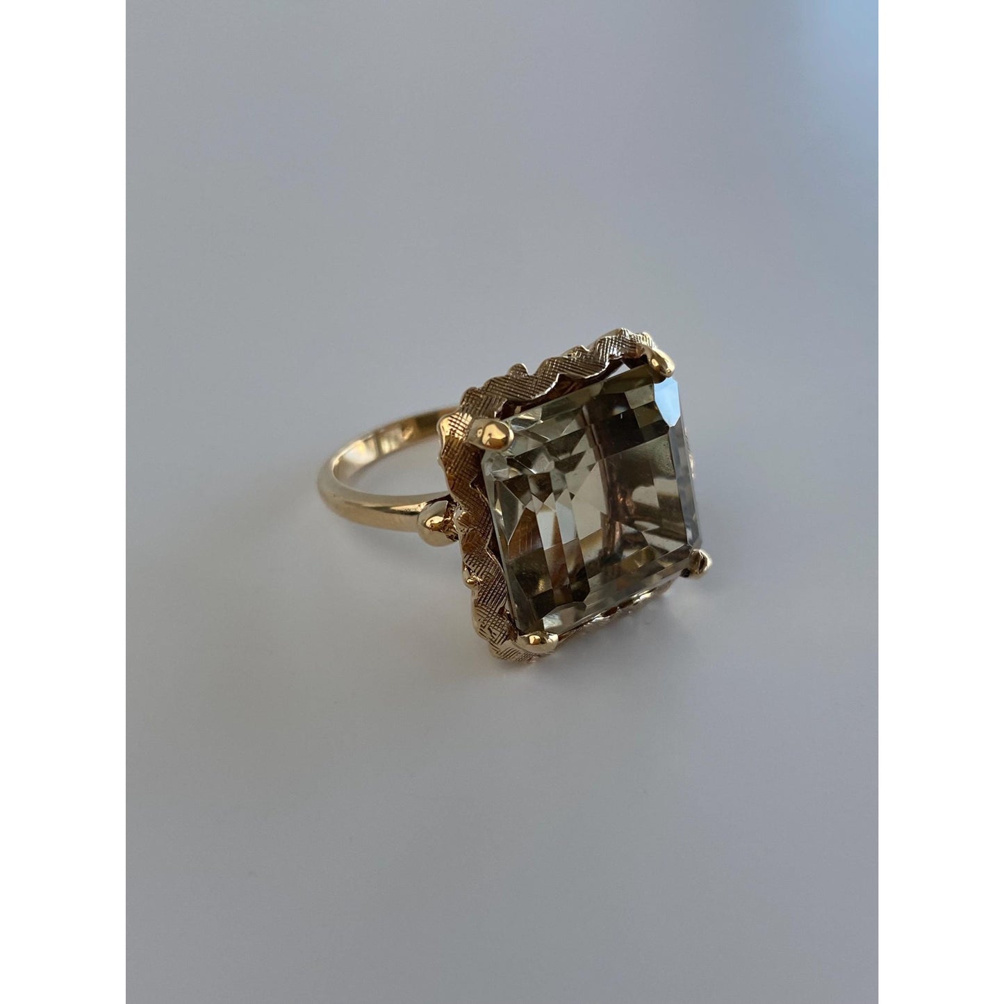 Vintage Solid 10k Yellow Gold Smokey Quartz Ring - Size 5.75