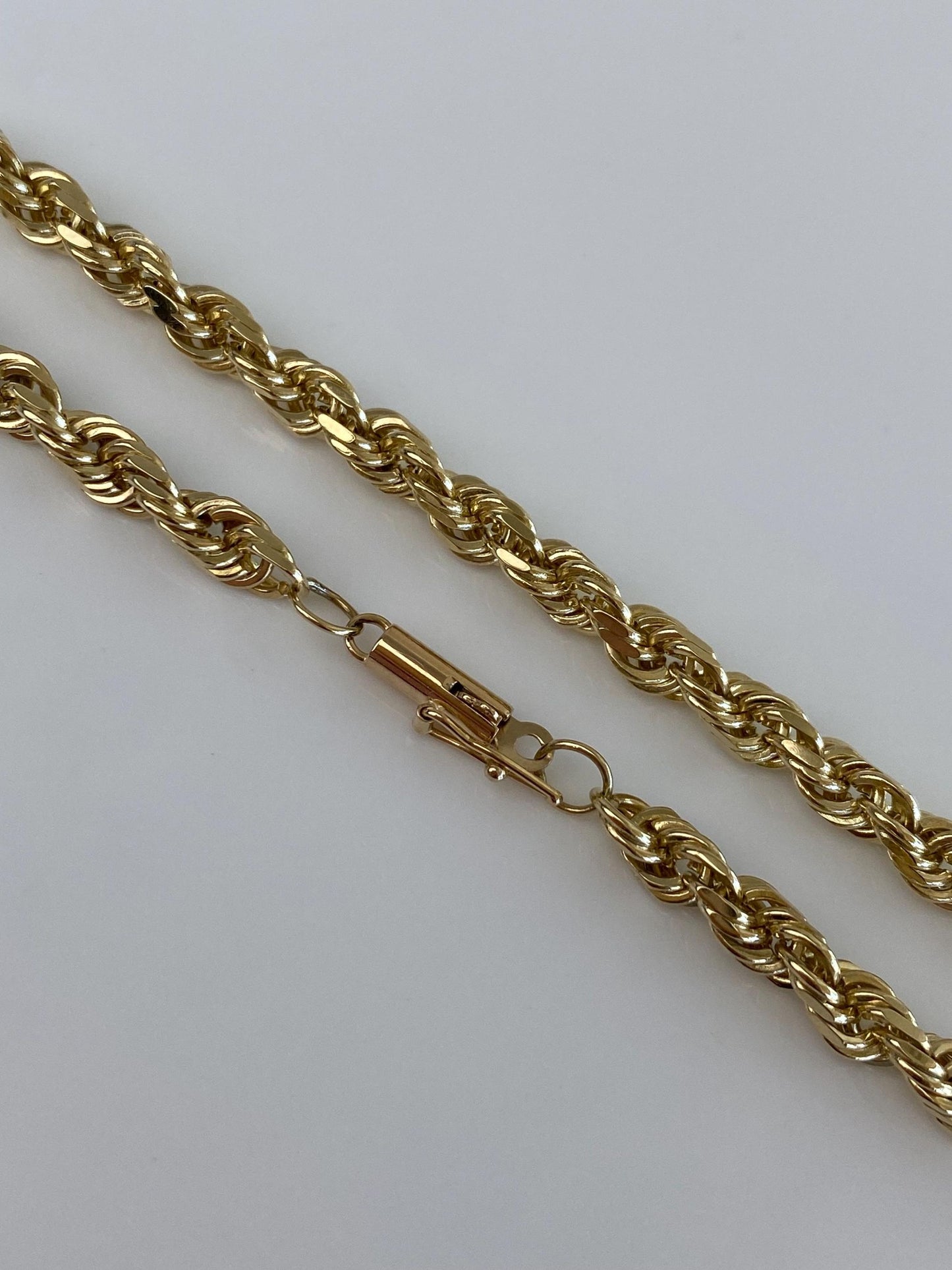 Vintage Solid 14k Yellow Gold Rope Chain Bracelet - 8.25 inches