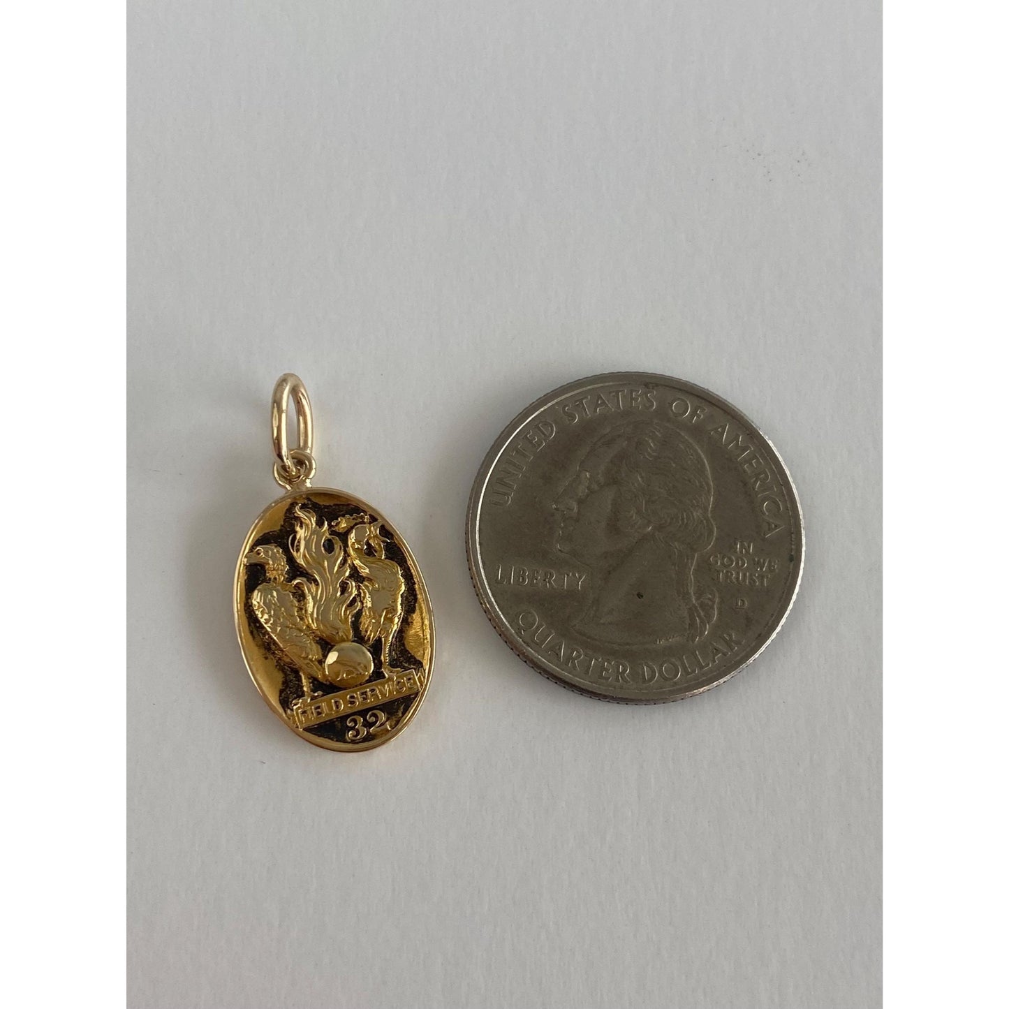 Vintage Solid 14k Yellow Gold Military Field Service Cufflink Conversion Charm