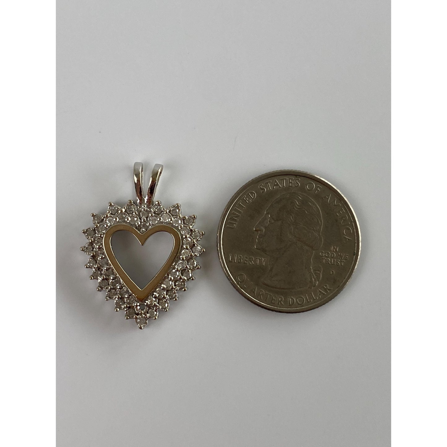 Vintage Solid 10k White Gold Diamond Heart Charm