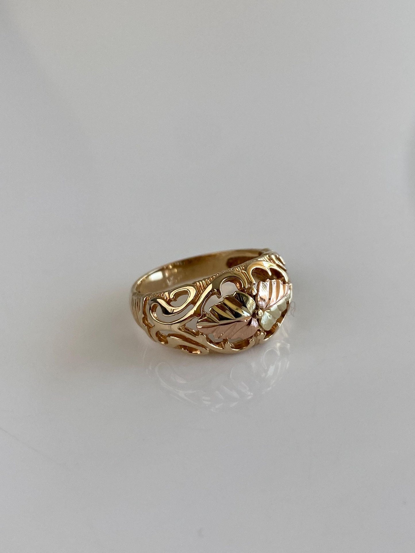 Solid 10k Black Hills Gold Leaf Ring - Size 6.75