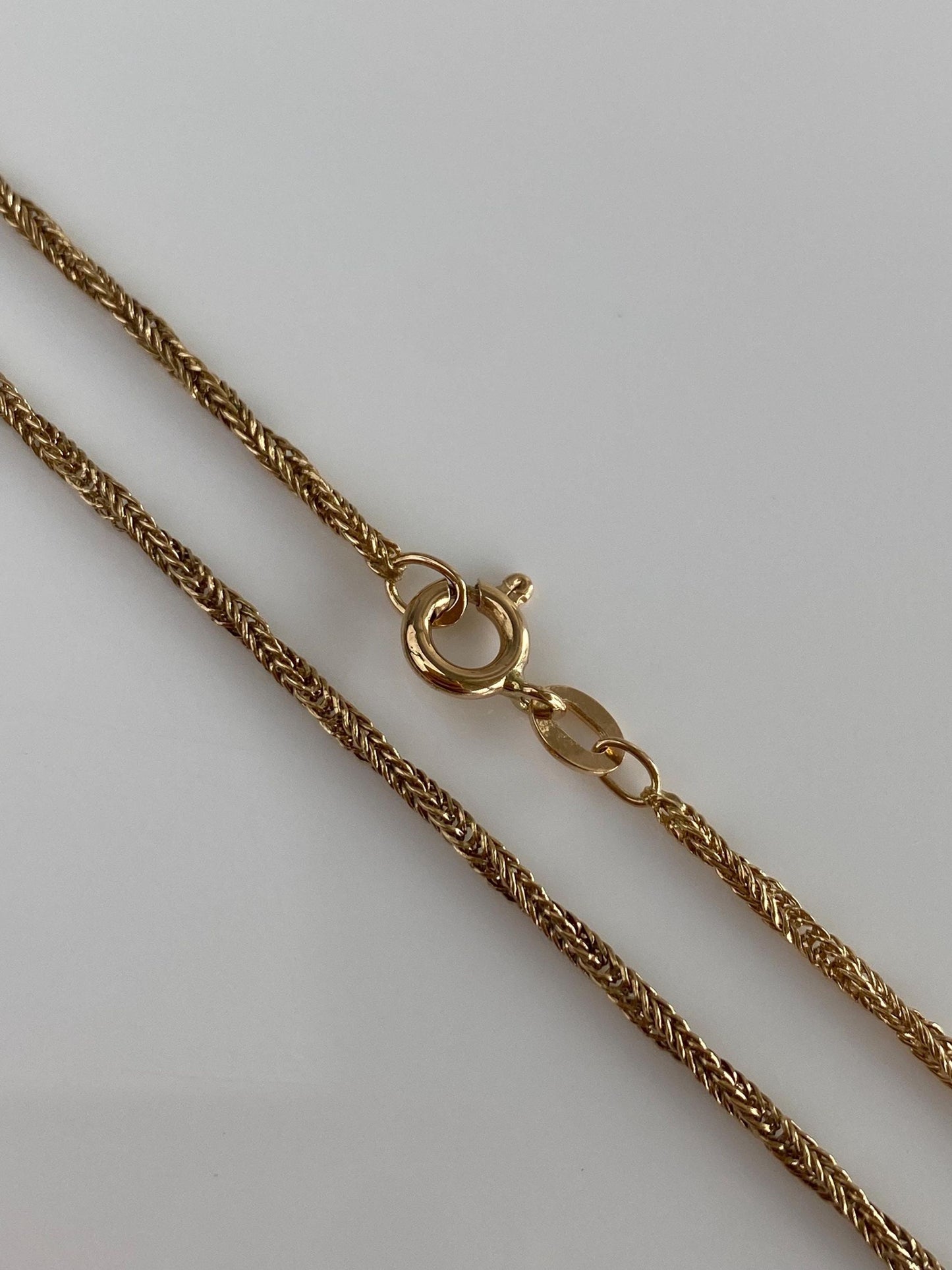 Vintage Solid 14k Yellow Gold Twisted Wheat Chain Necklace - 16.5 inches