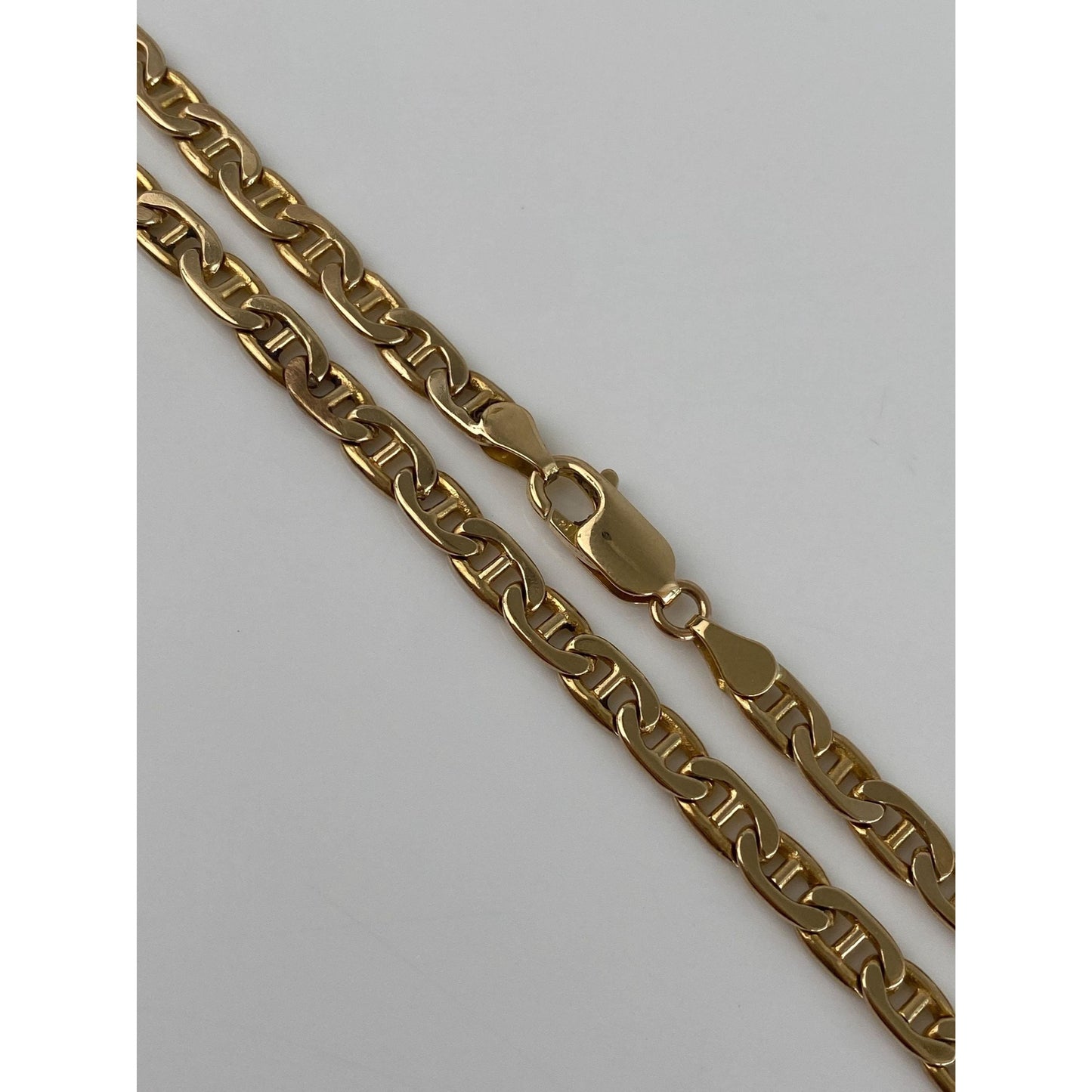 Vintage Solid 14k Yellow Gold Long Flat Mariner Chain Necklace - 20.25 inches