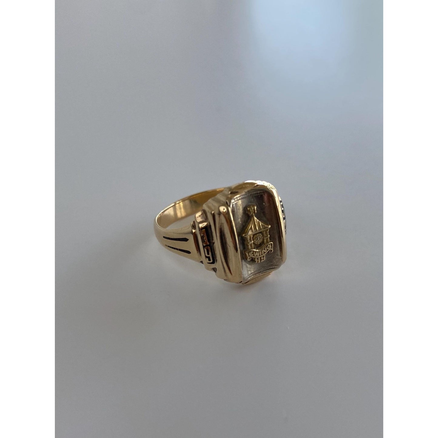 Vintage Solid 10k White & Yellow Gold 1954 Class Ring - Size 7.25