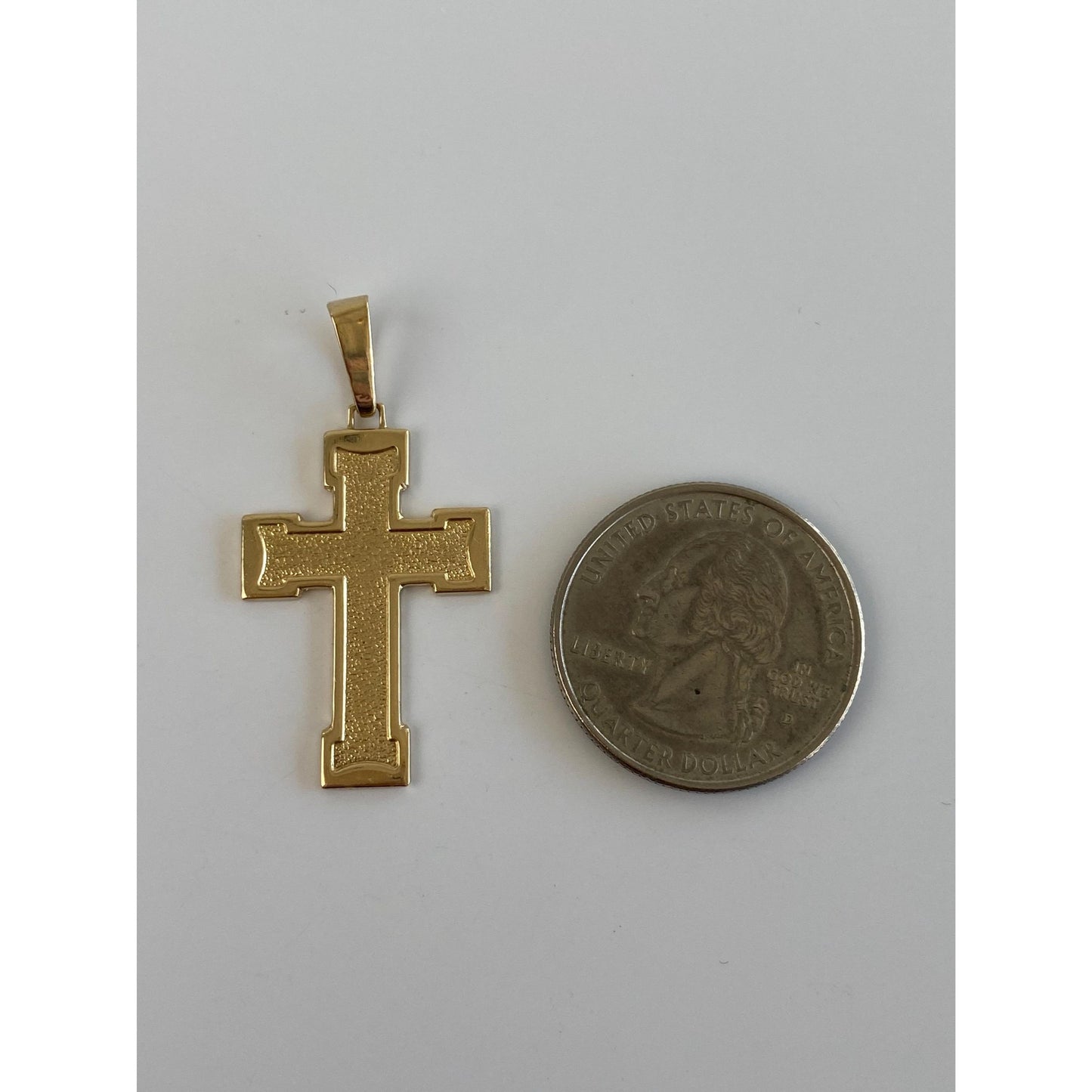 Vintage Solid 14k Yellow Gold Textured Cross Charm