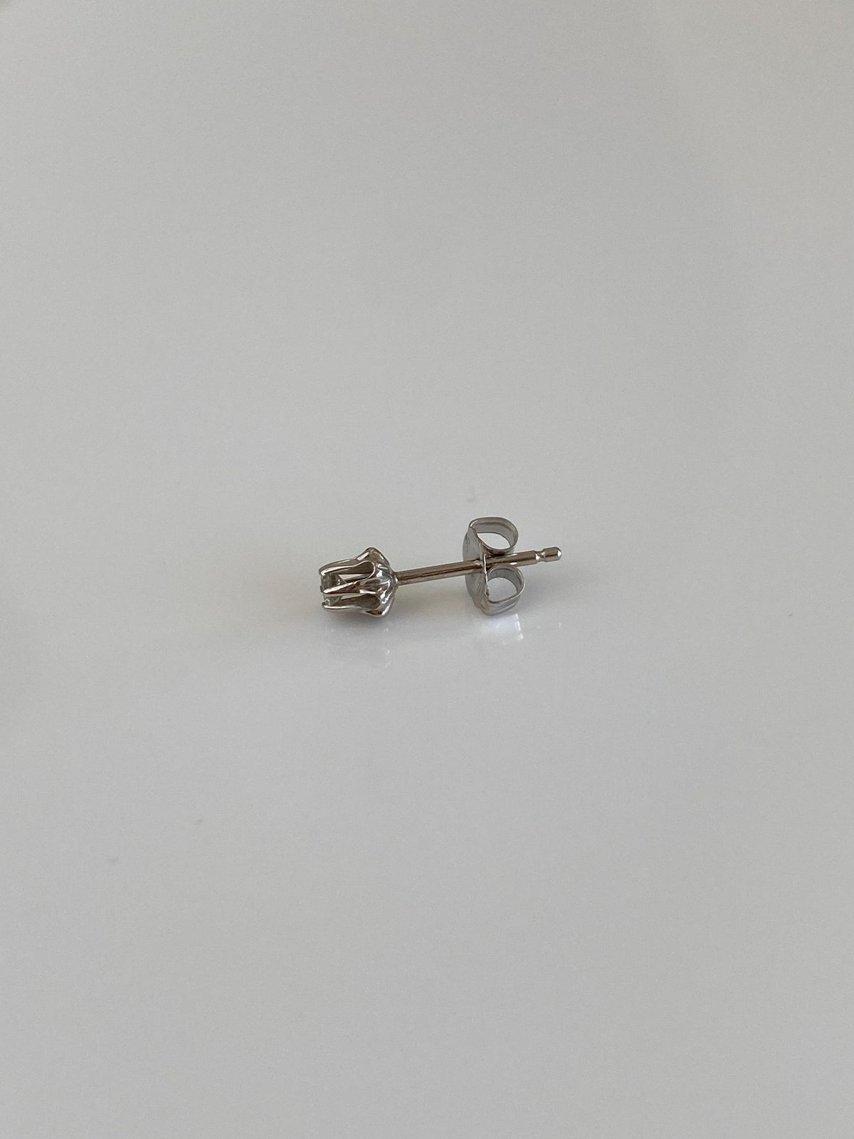 Vintage Solid 14k White Gold SINGLE Diamond Stud Earring