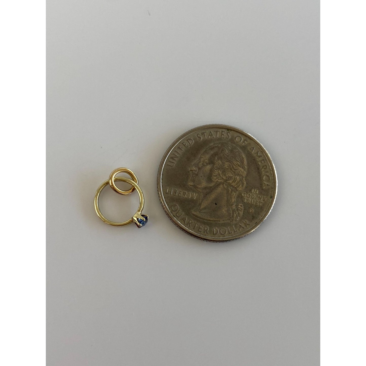 Vintage Solid 14k Yellow Gold Blue Spinel Ring Charm