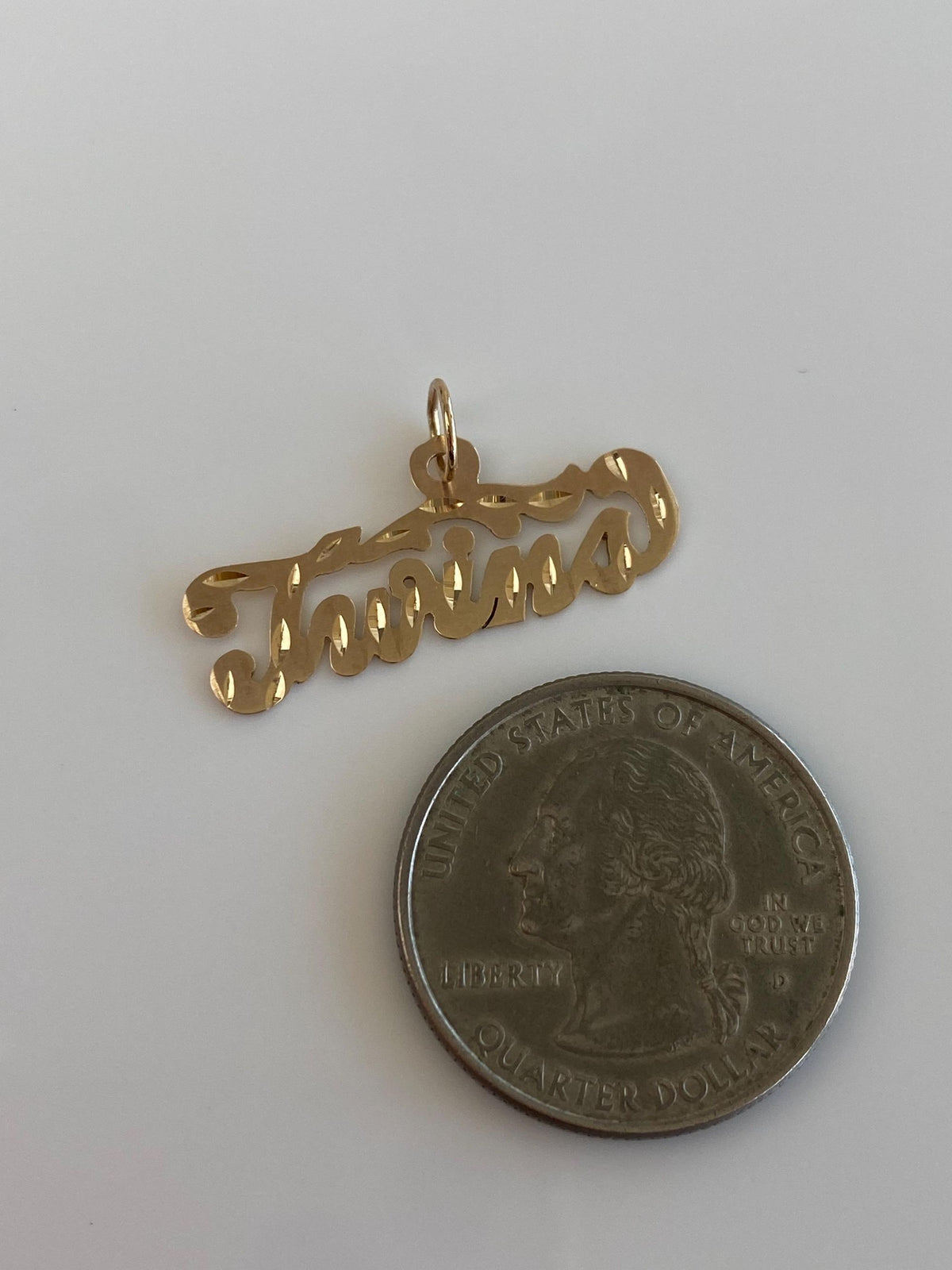 Vintage Solid 14k Yellow Gold Diamond Cut 'Twins' Charm