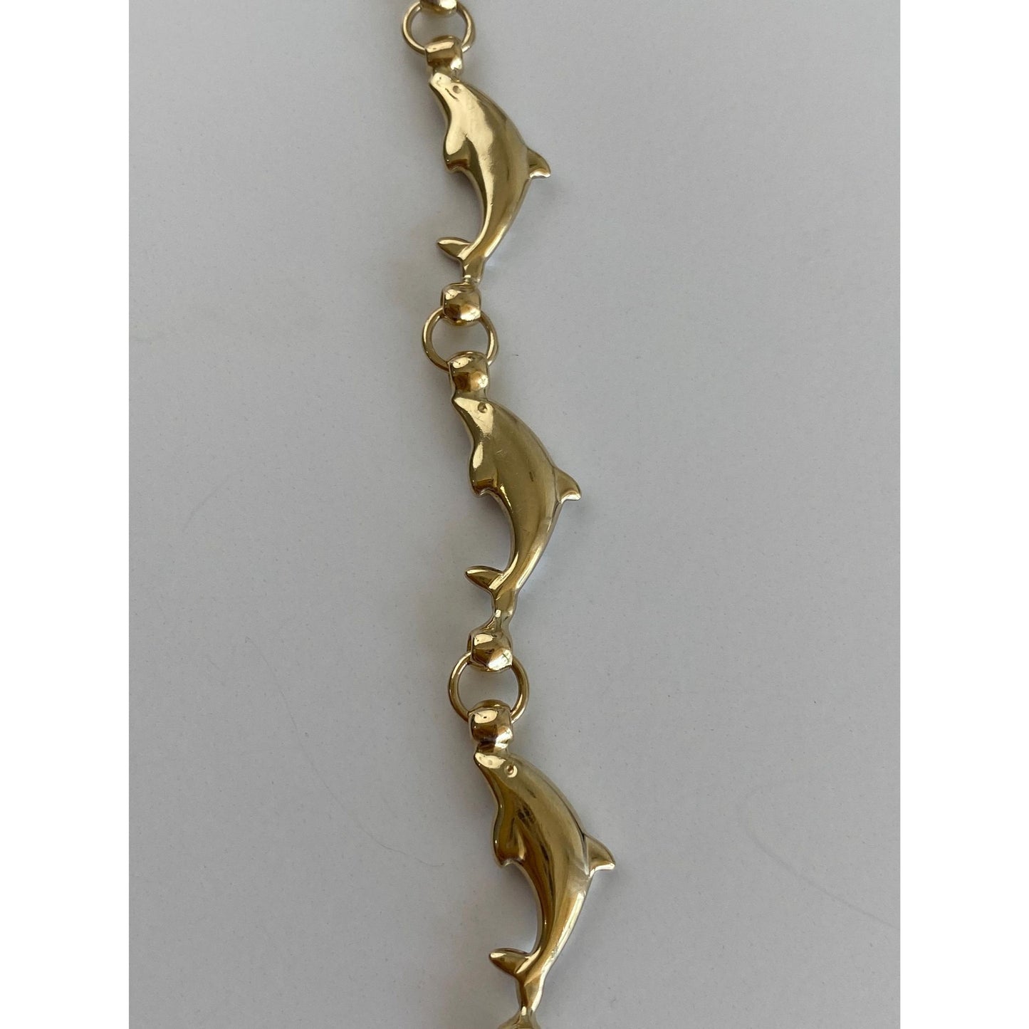 Vintage 14k White & Yellow Gold Dolphin Link Bracelet - 7.25 inches