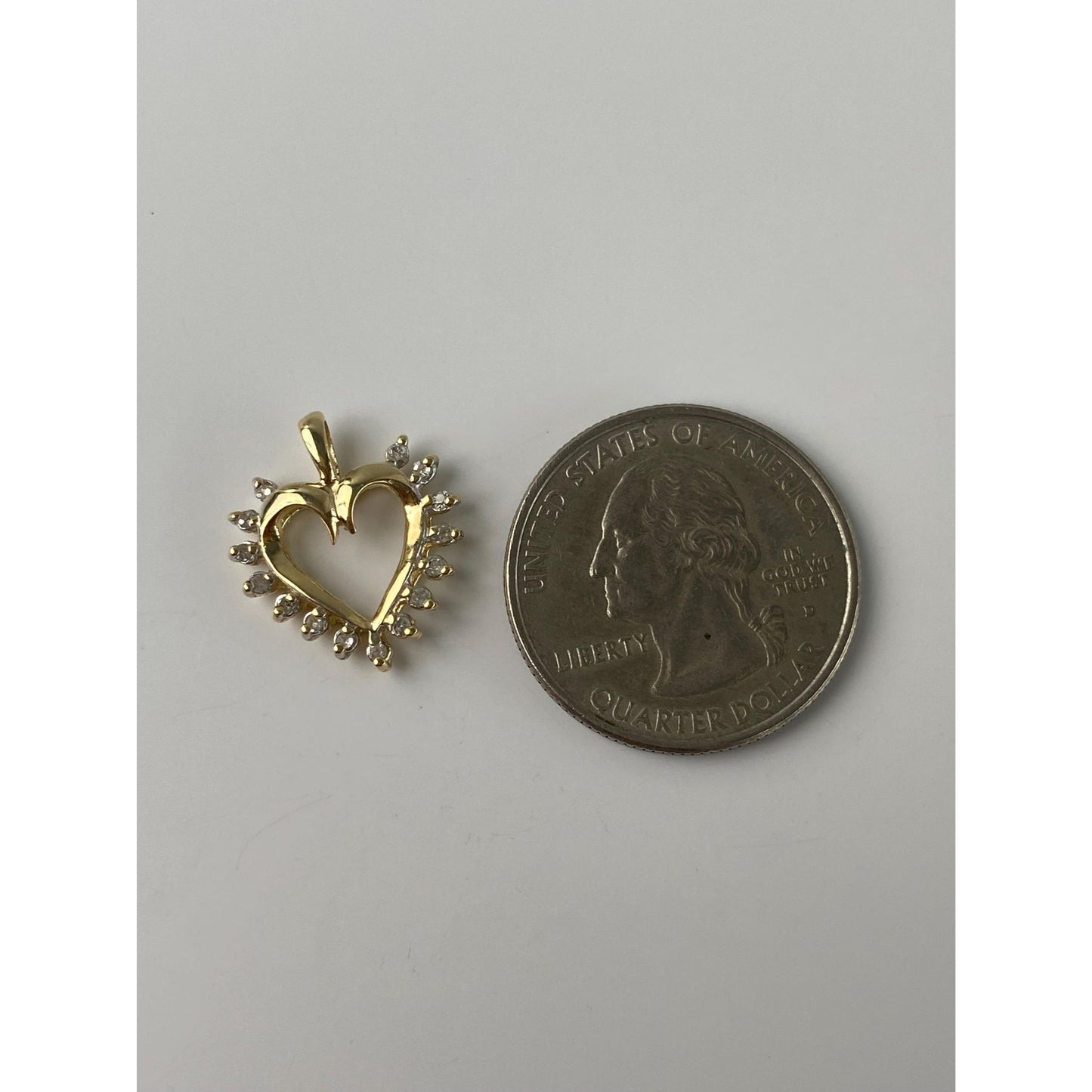 Vintage Solid 10k Yellow Gold Clear Sapphire Heart Charm