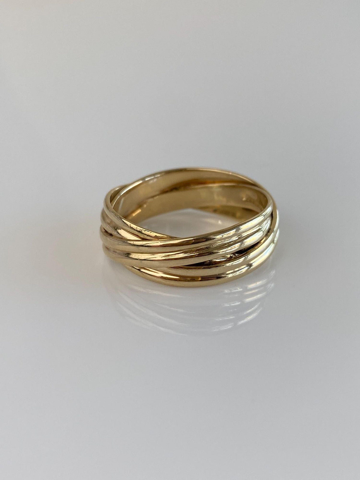 Vintage Solid 14k Yellow Gold Double Wire Wrapped Ring Band - Size 10.75