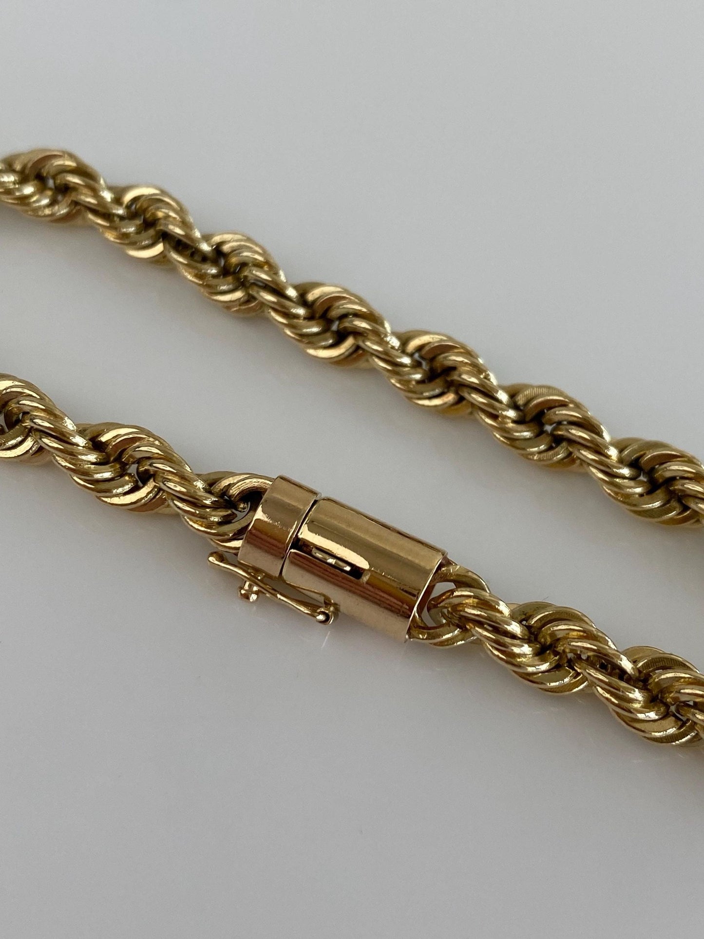 Vintage Solid 14k Yellow Gold Rope Chain Bracelet - 7 inches