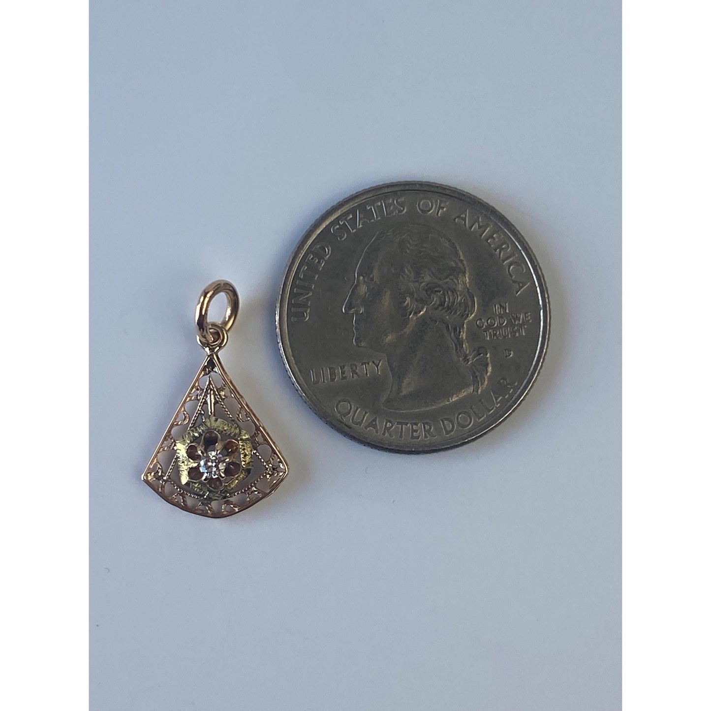 Vintage Solid 14k Rosey Gold Diamond Stick Pin Conversion Charm