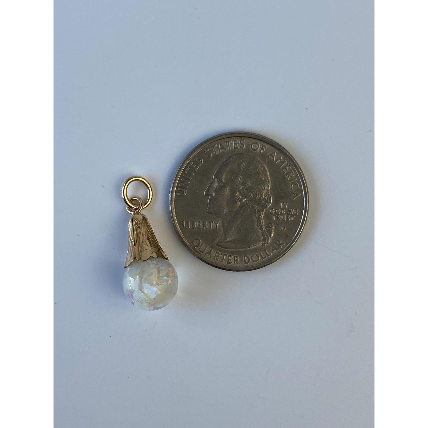 Vintage Solid 10k Yellow Gold Opal Resin Bubble Charm